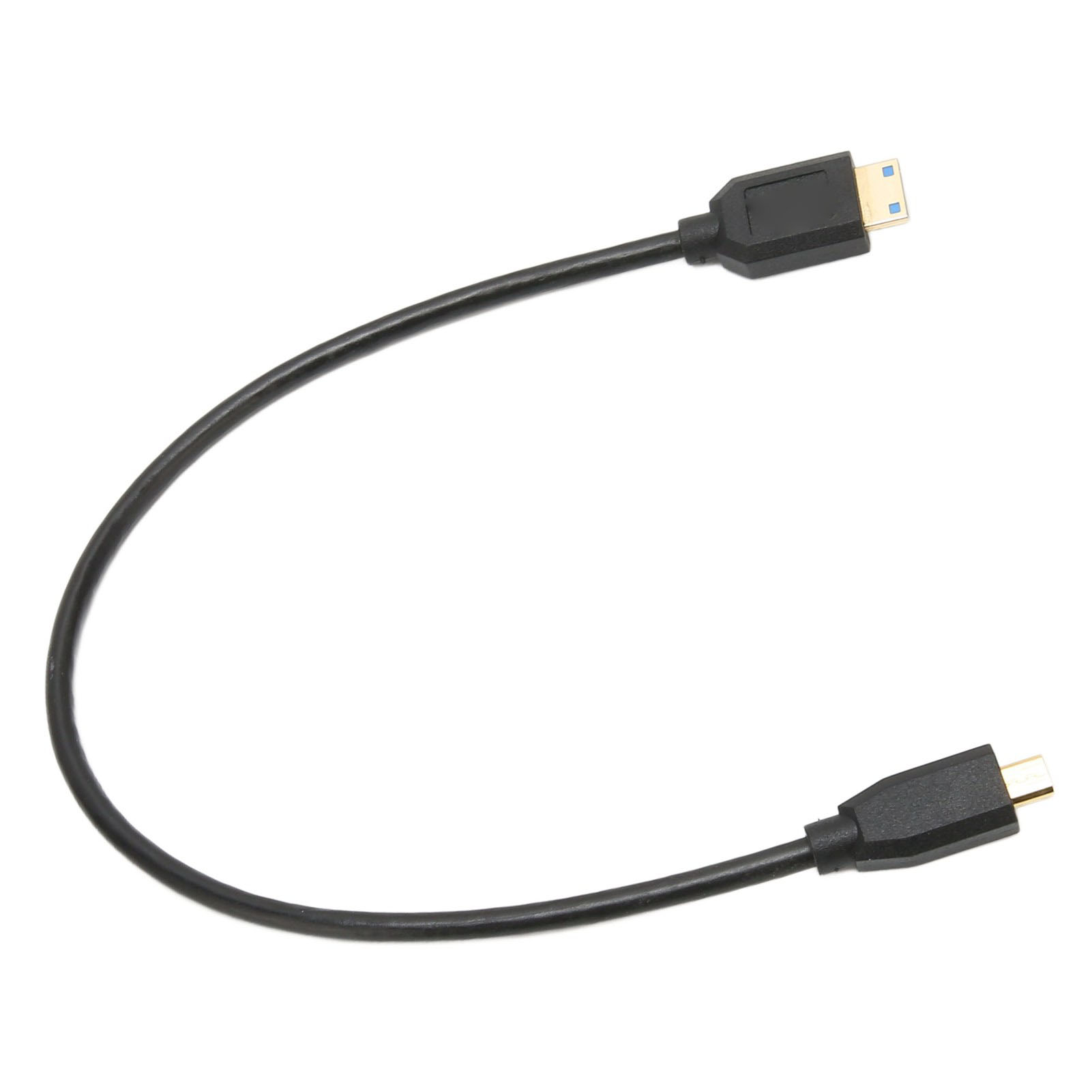 Schwarzes USB-C-Kabel mit einem USB-C- und einem USB-A-Stecker.