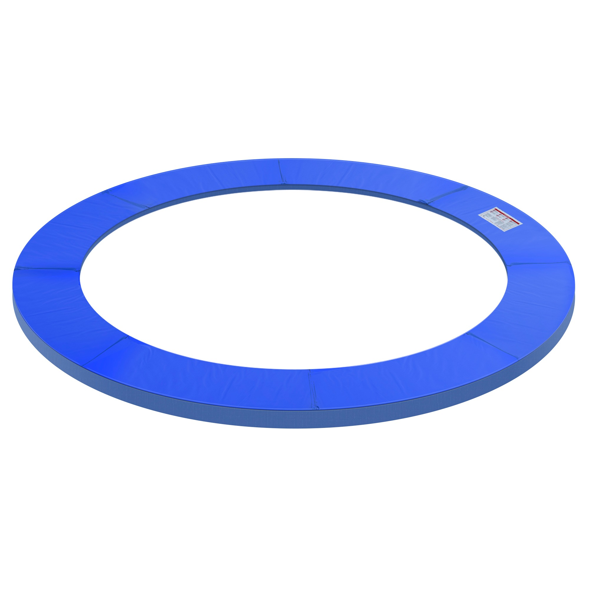 Blaues Trampolinpolster. Blauer und weißer Hintergrund.