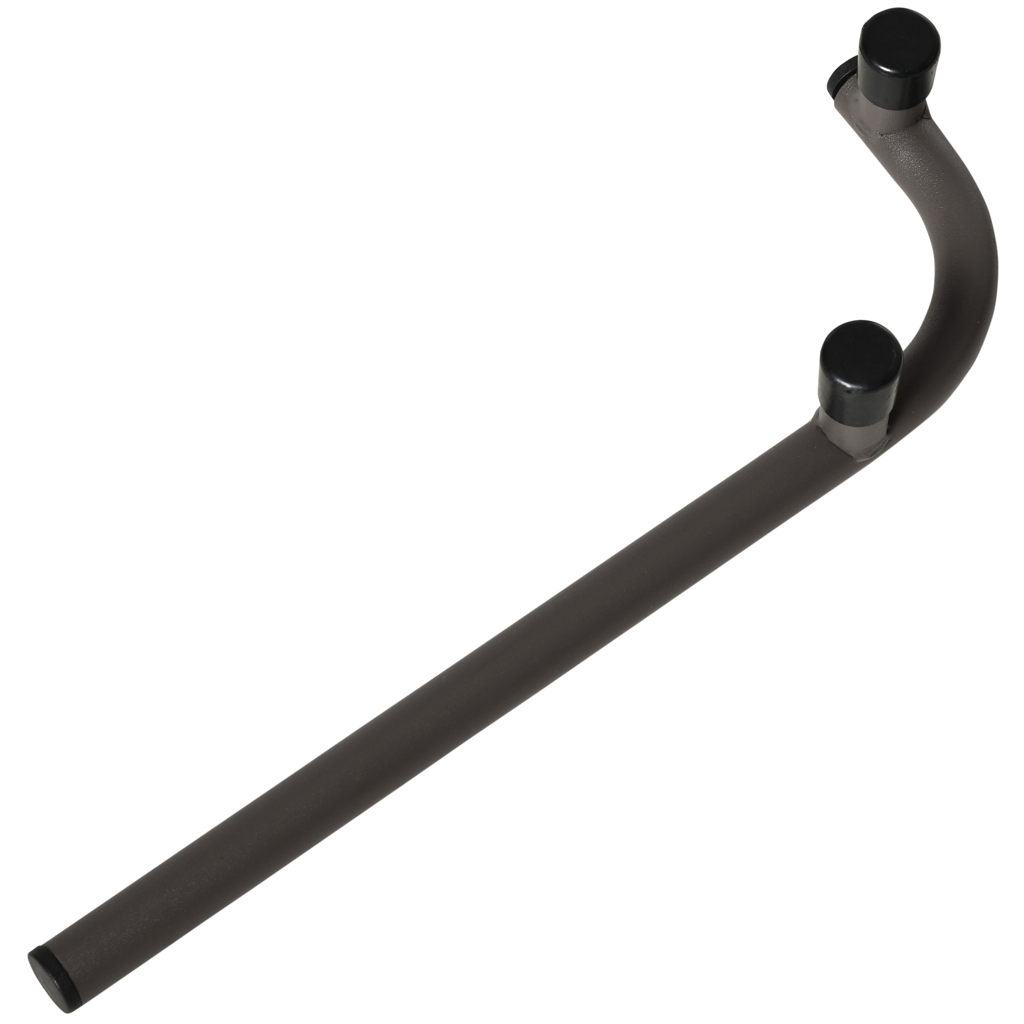 Dunkelgraue Metallstütze, entworfen für einen Hängesessel, mit abgerundeten Enden.