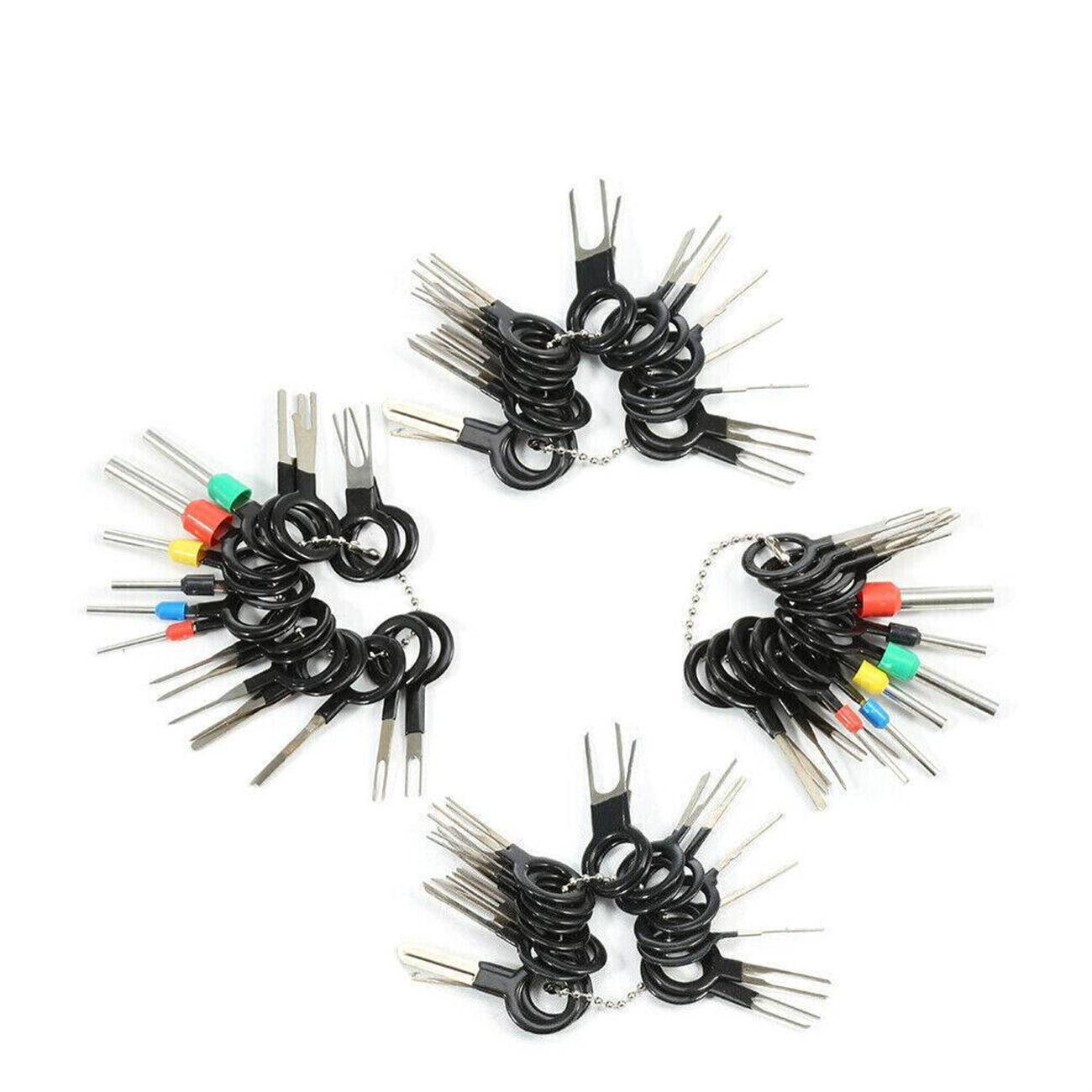 Set mit 80 Werkzeugen zum Entfernen von Drahtklemmen mit bunten Spitzen.