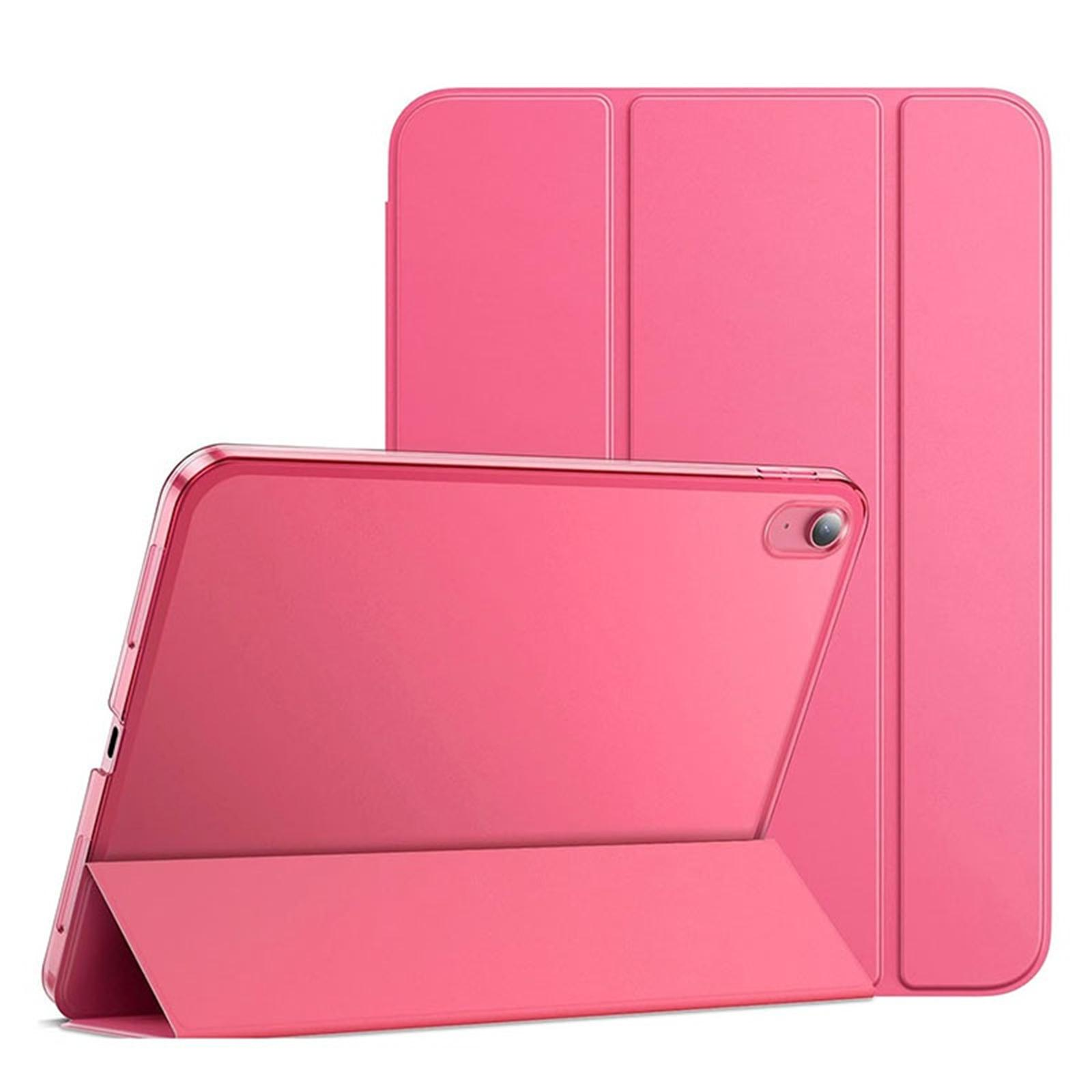 Rosa Tablethülle, zusammengeklappt zum Aufstellen. Eine weitere Hülle im Hintergrund.