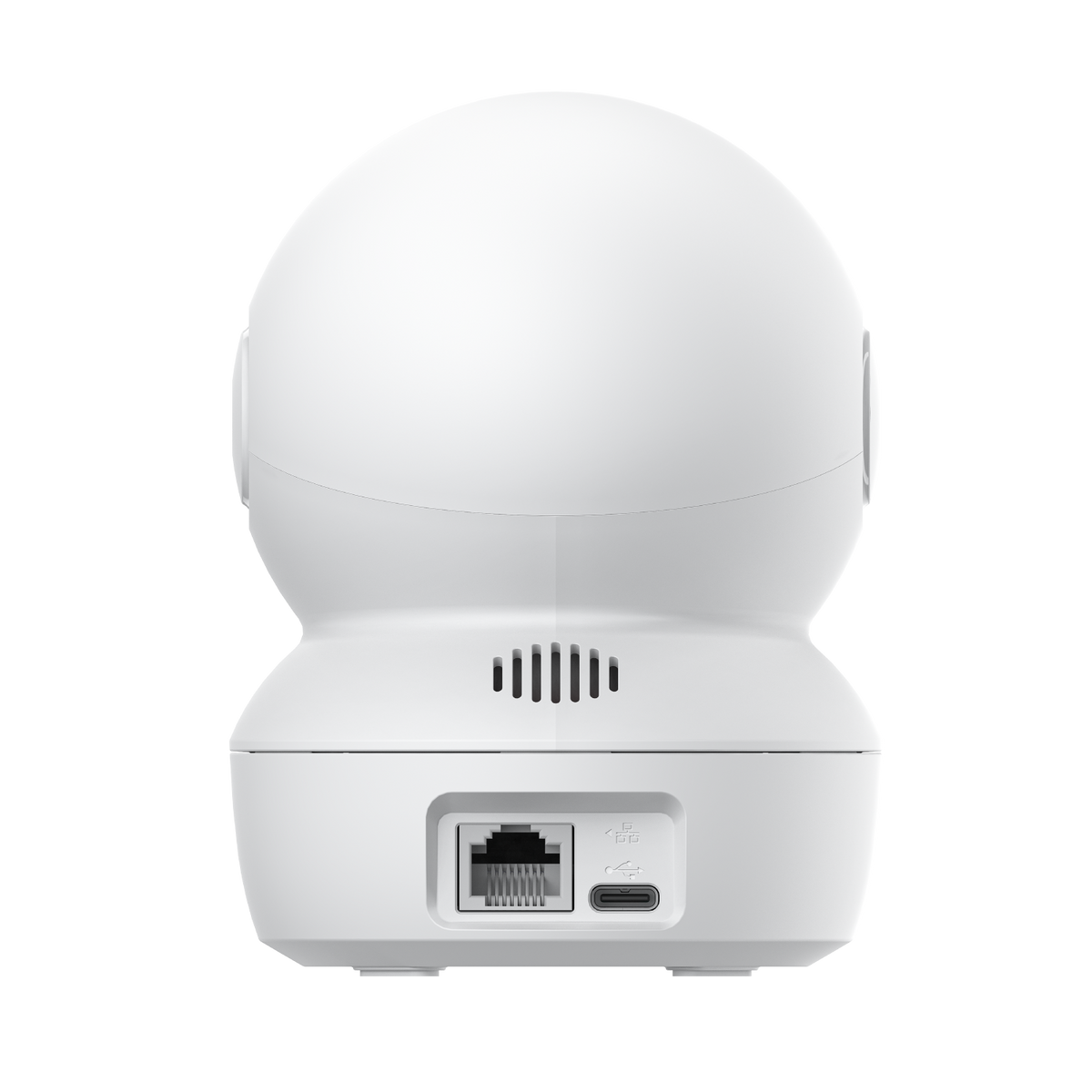 Widok z tyłu białej kamery bezpieczeństwa.