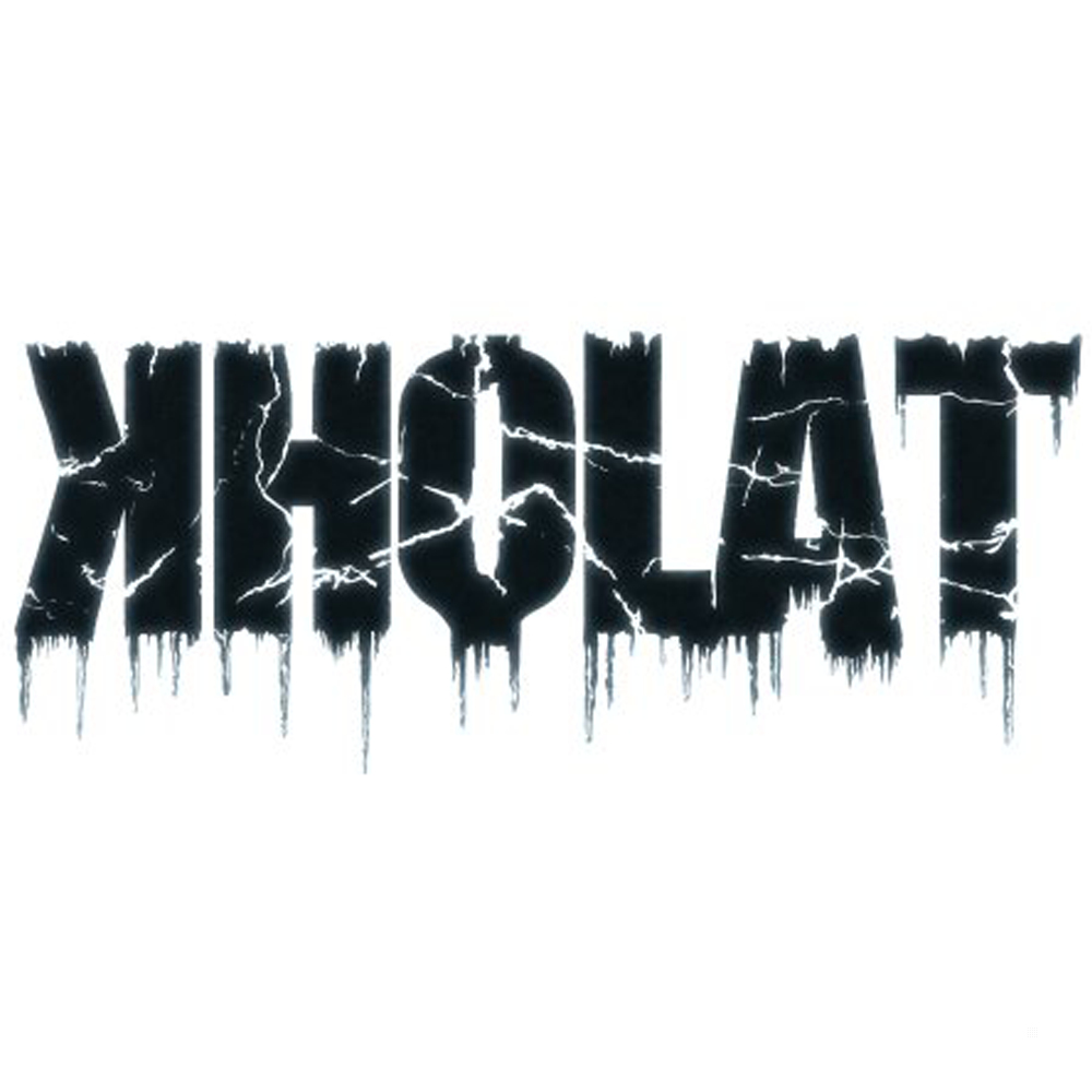 Das Wort 'XHOLAT' in blauer, eisiger Schrift auf weißem Hintergrund.