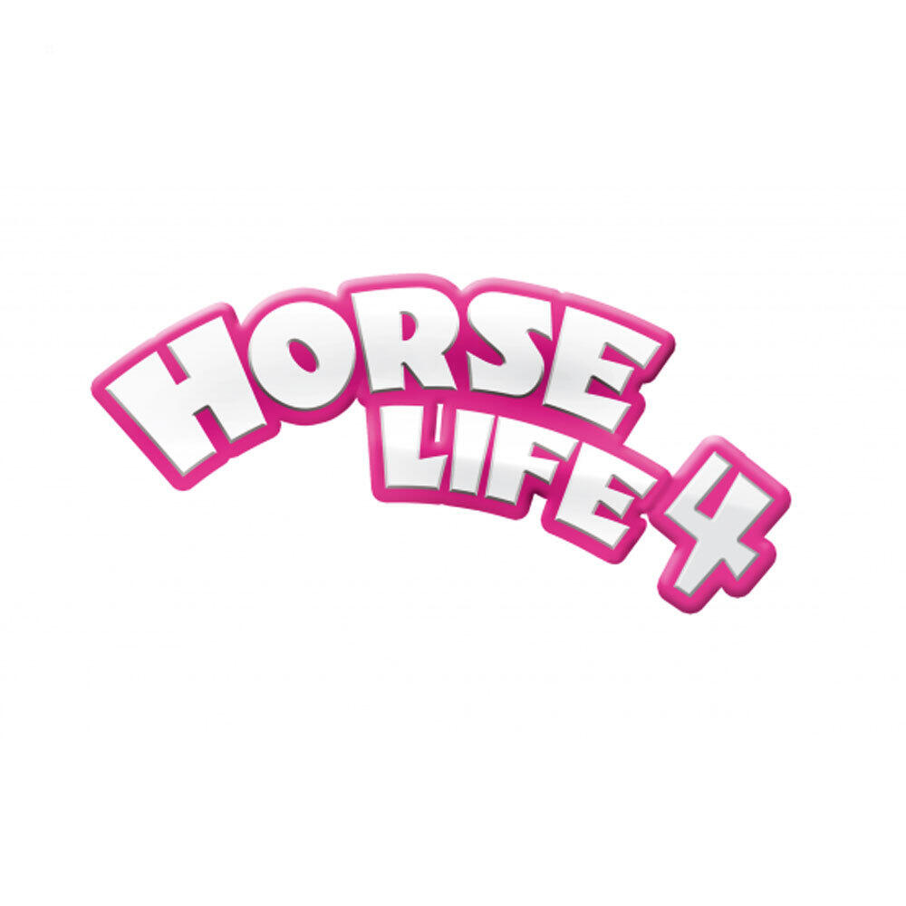 Logo mit pinkfarbenem Text 'HORSE LIFE 4' auf weißem Hintergrund.