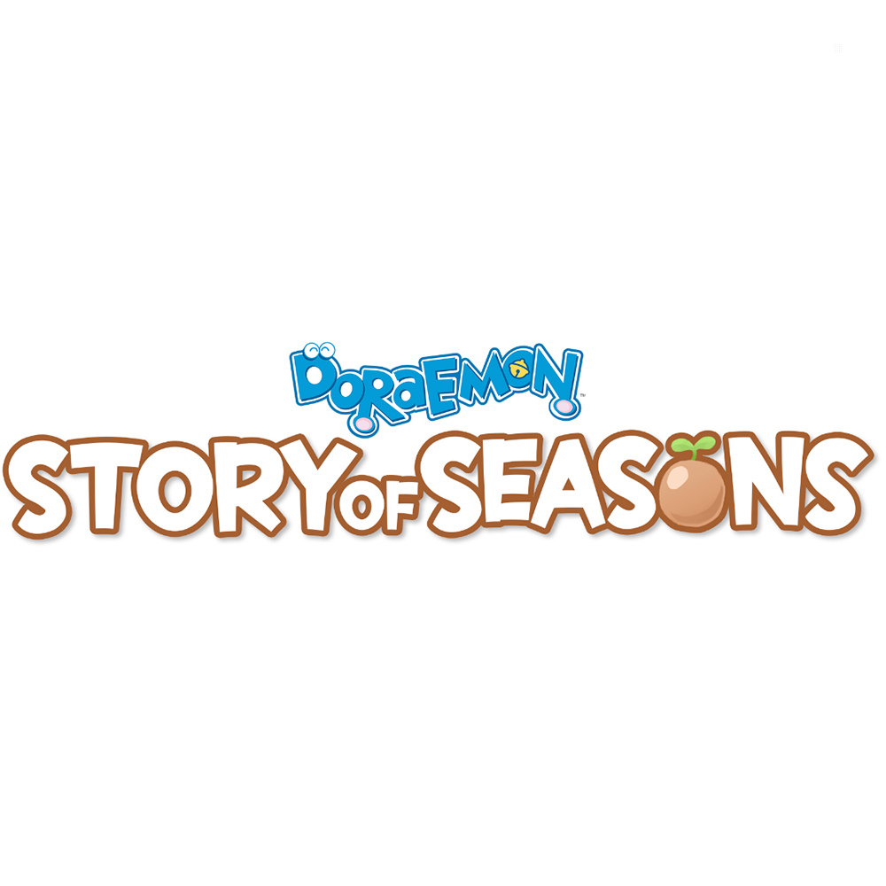 Il logo di 'Doraemon Story of Seasons'. Il logo è su uno sfondo bianco.