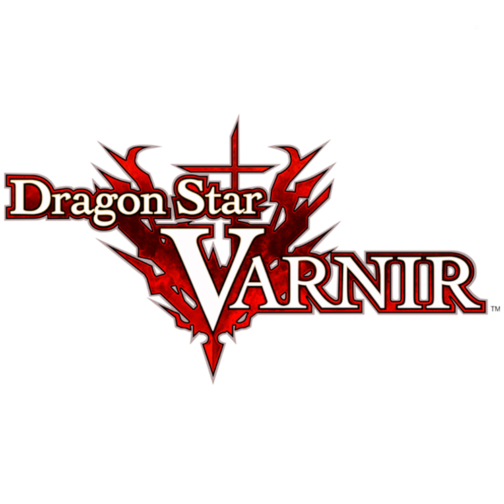 Logo: Dragon Star Varnir, roter und weißer Text über einem roten, gezackten Design auf weißem Hintergrund.