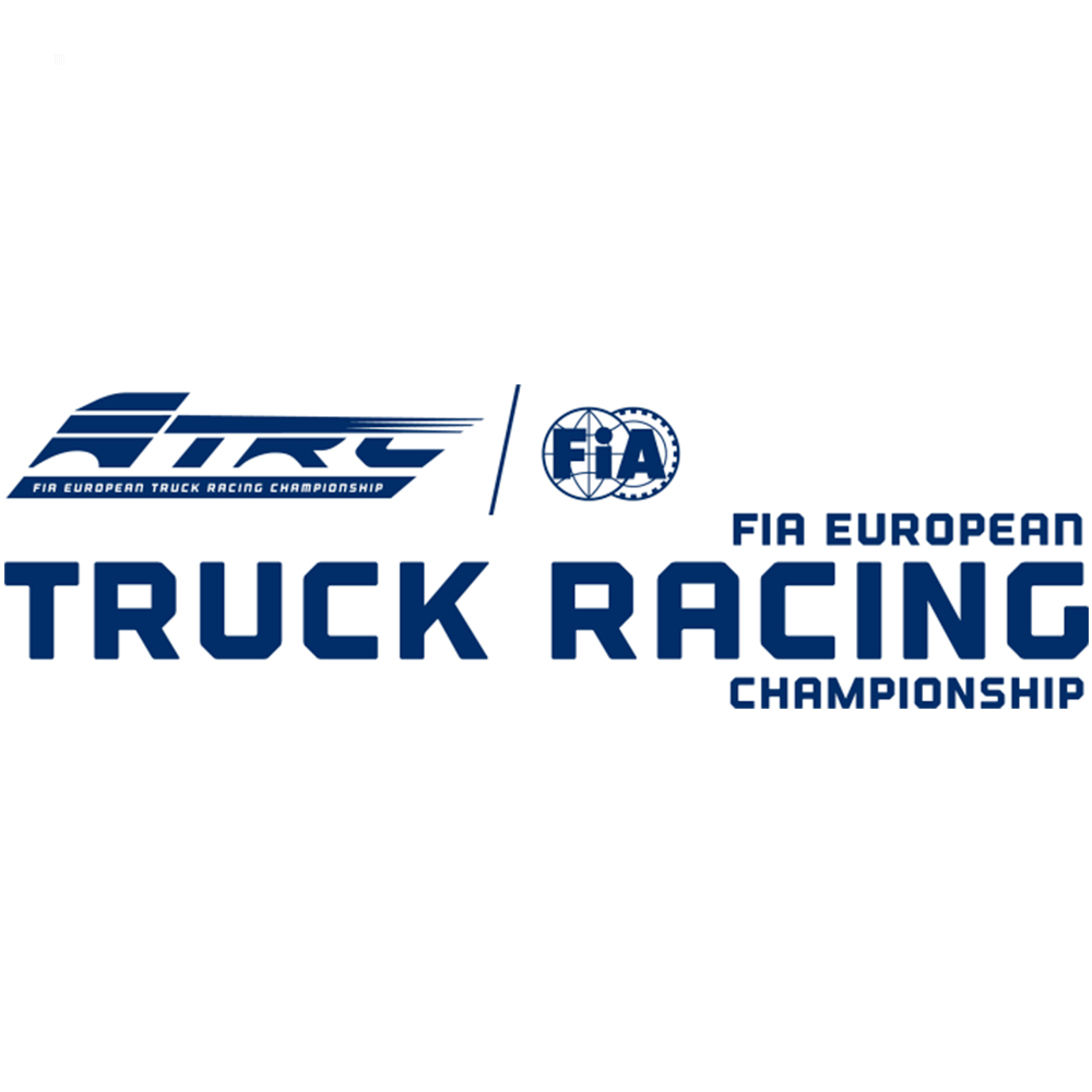 Logo FIA European Truck Racing Championship z logo FIA i TRC oraz tekstem.