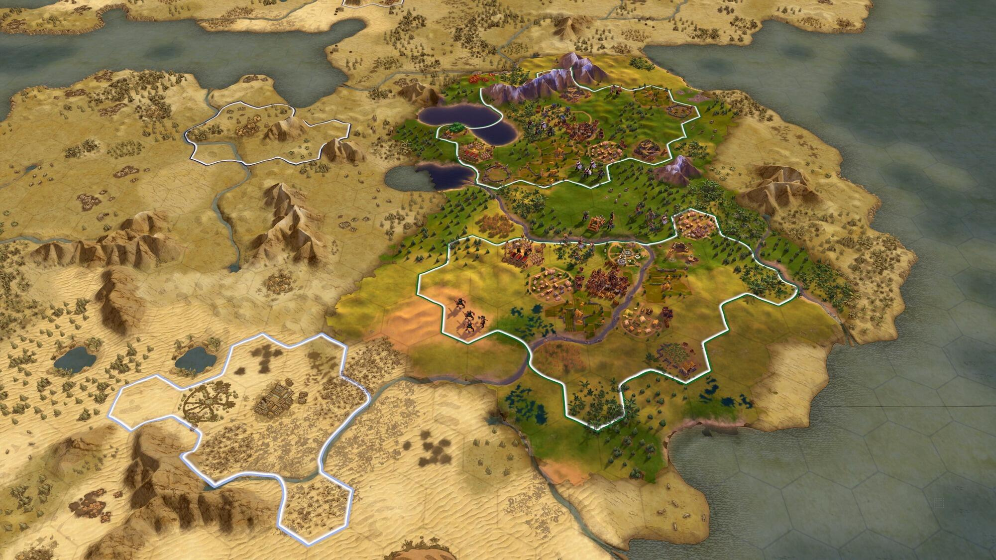 Una mappa di gioco mostra diversi territori. Verdi, marroni e gialli sono visibili.