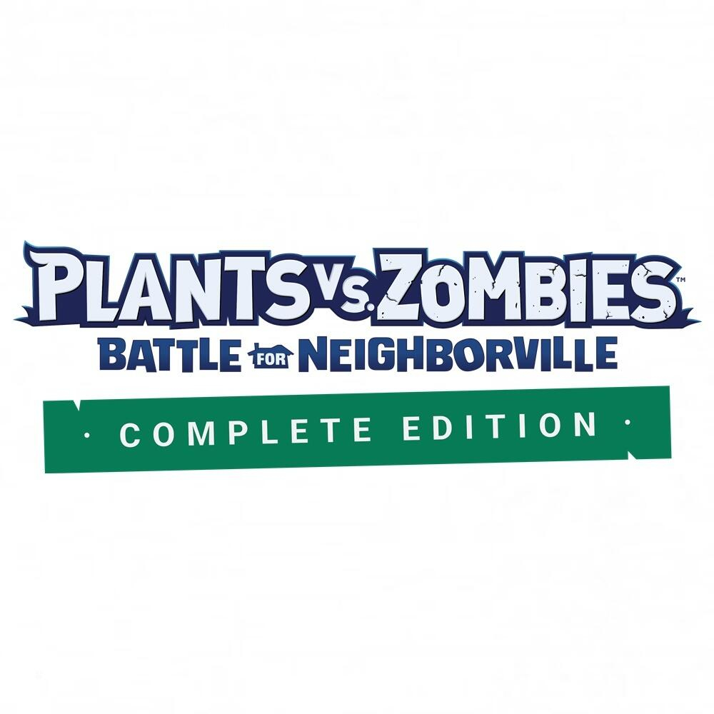 Plants vs. Zombies: Battle for Neighborville Logo, weißer Hintergrund, grünes Banner.