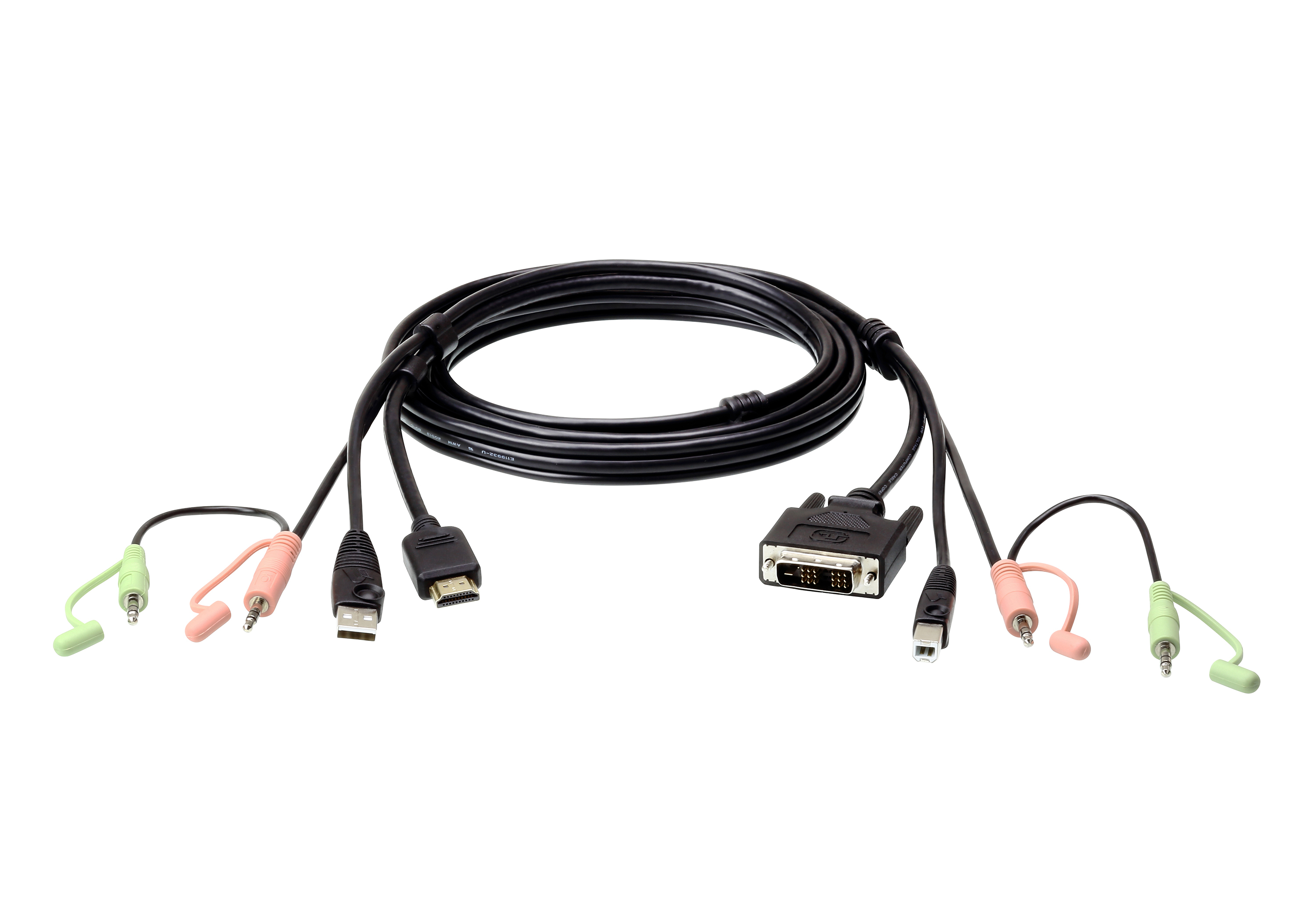 Cavi assortiti con connettori: HDMI, DVI, jack audio.