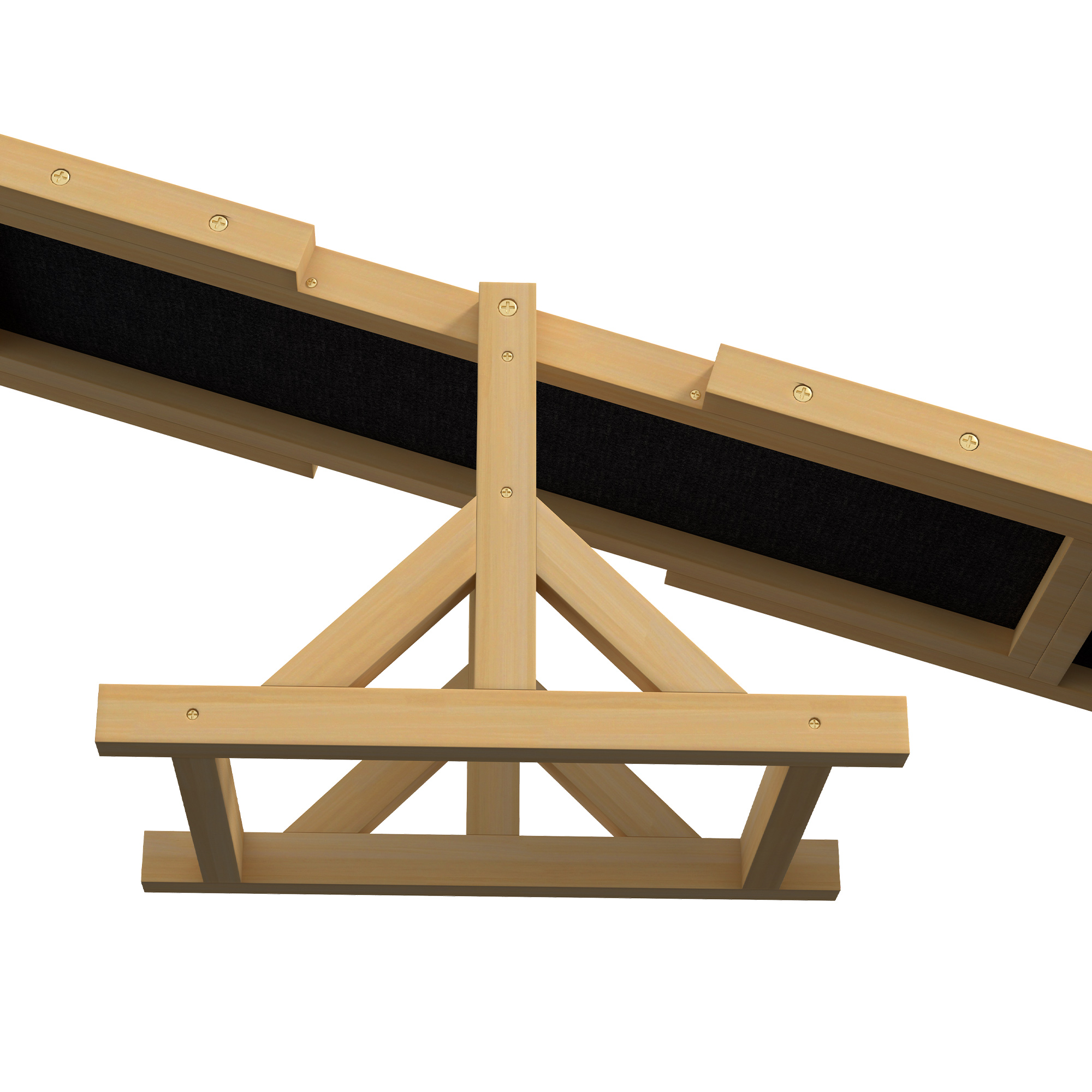 Wippe aus Holz, zwei schwarze Flächen, abgewinkelt auf weißem Hintergrund.