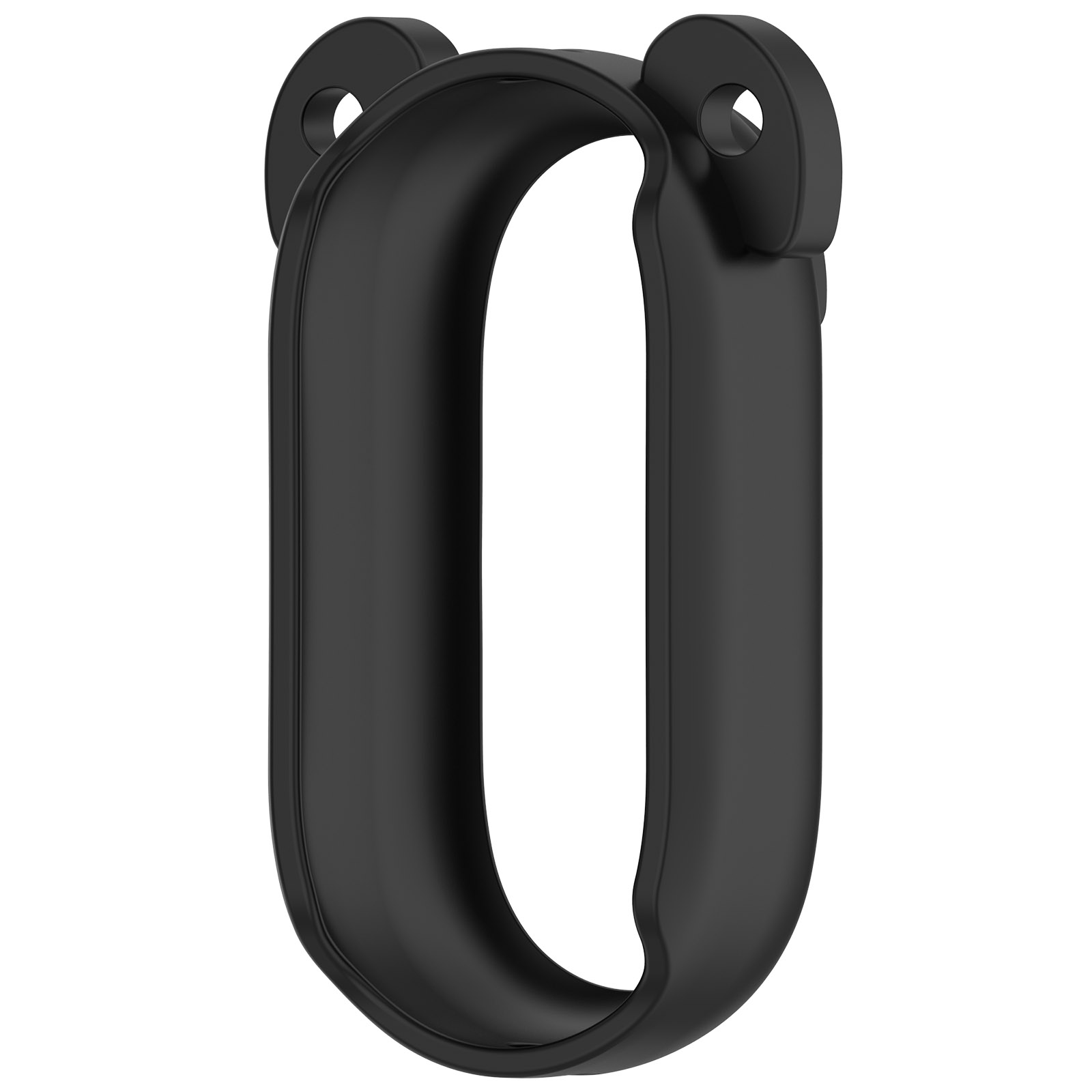 Eine schwarze Smartwatch-Armbandhülle mit zwei Schlaufen.