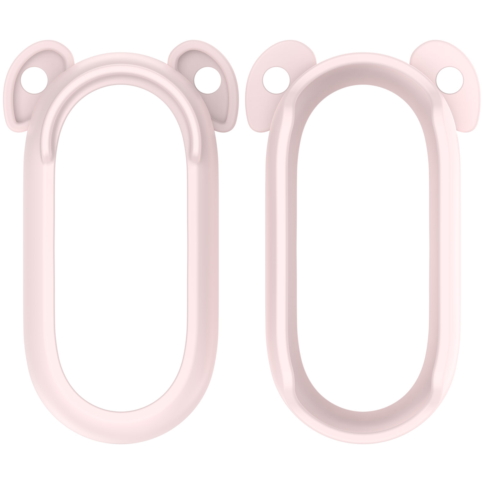 Due custodie protettive rosa per un dispositivo, ciascuna con design a orecchie di orso.