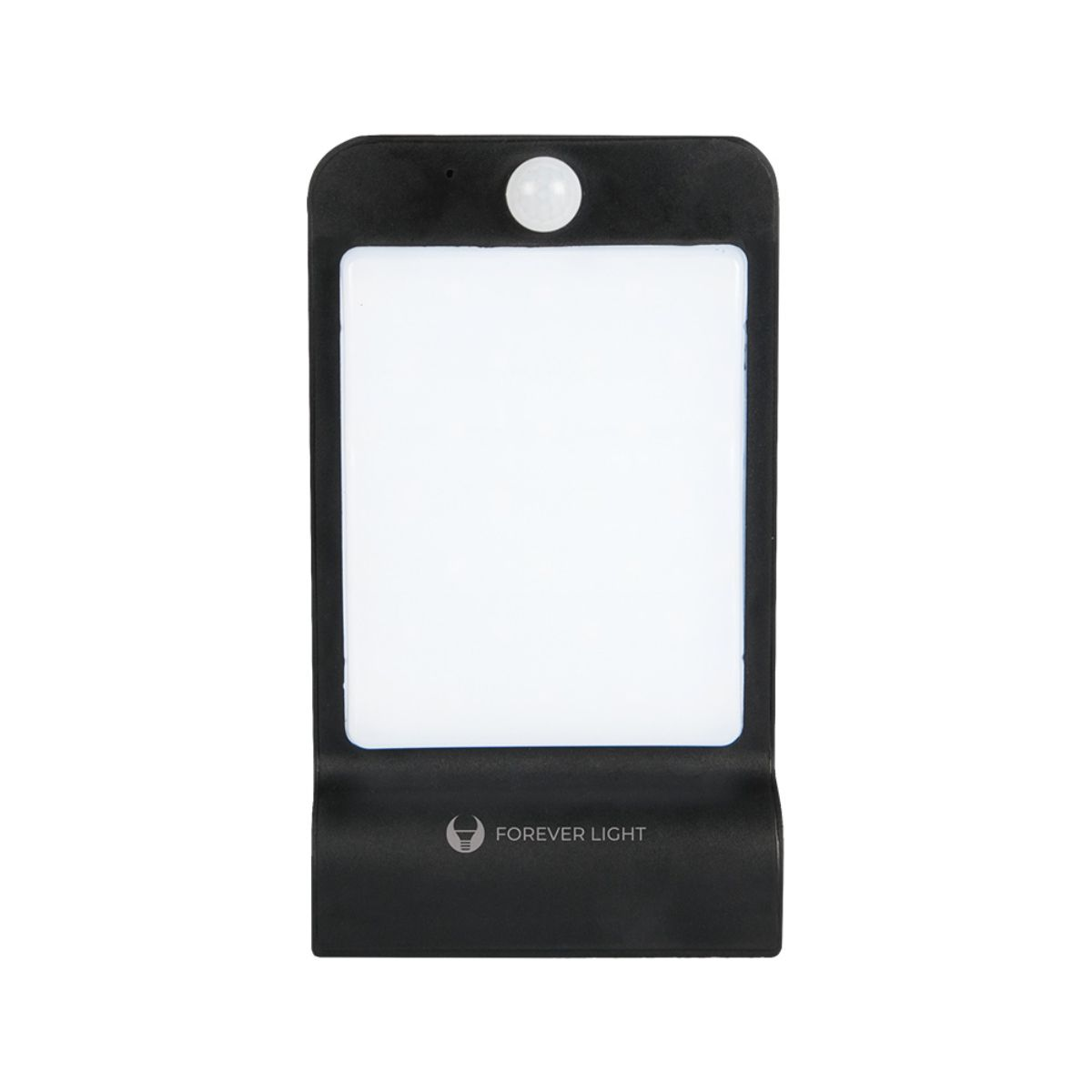 Zwarte rechthoekige LED-lamp met een bewegingssensor.