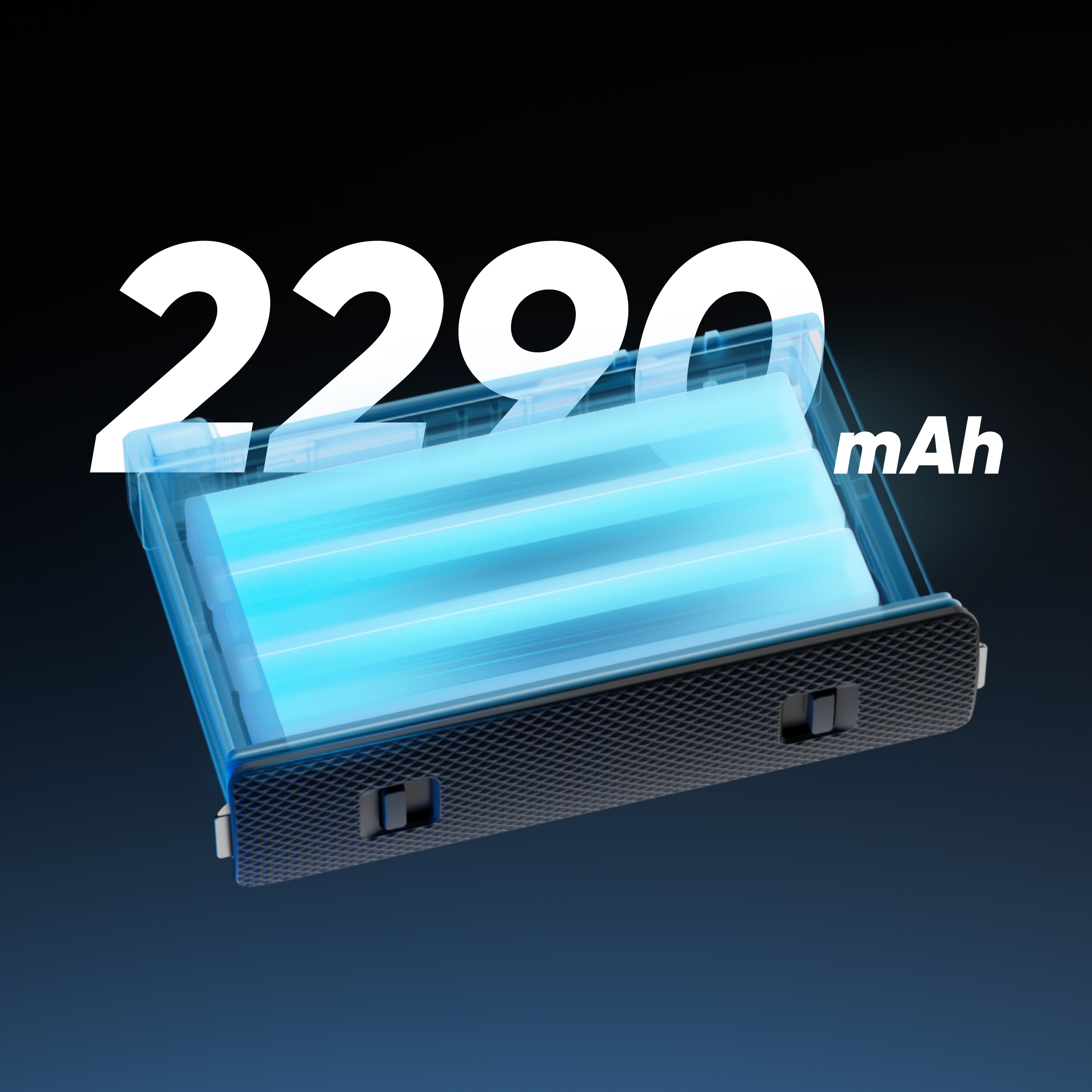 Przezroczysty akumulator z numerem 2290 i literami mAh.