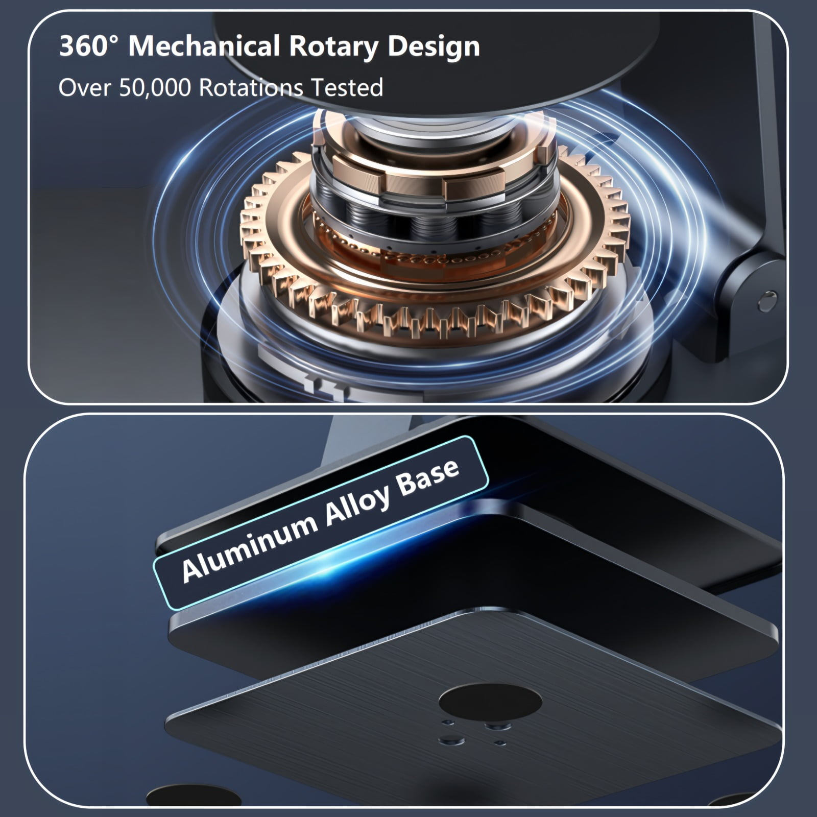 Nahaufnahme mechanischer Komponenten, Zahnräder und Aluminiumlegierungsbasis zeigend.