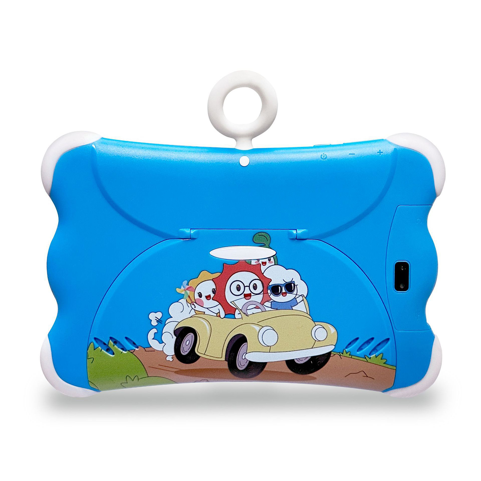 Blaues Tablet für Kinder mit Cartoon-Auto.