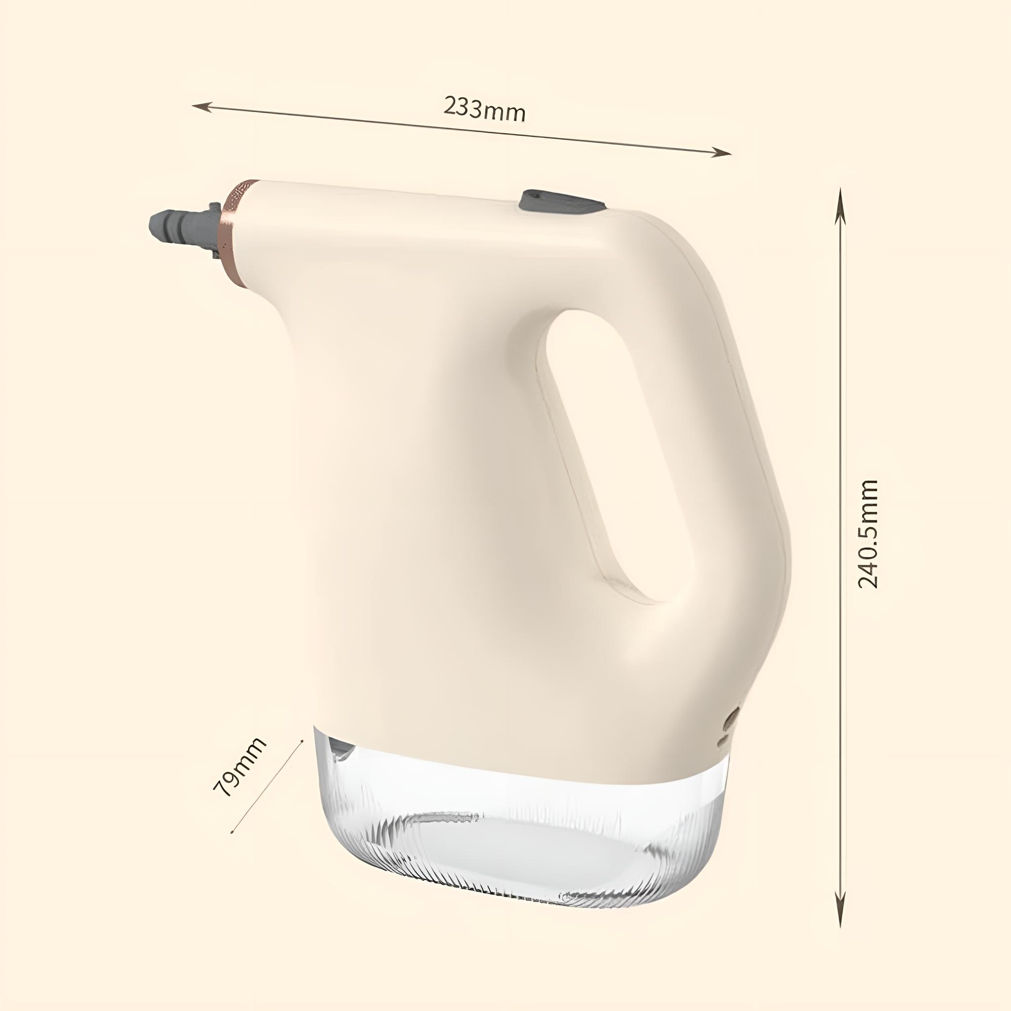 Cremefarbener Steamer mit Maßen. 233 mm lang, 240,5 mm hoch und 79 mm breit.