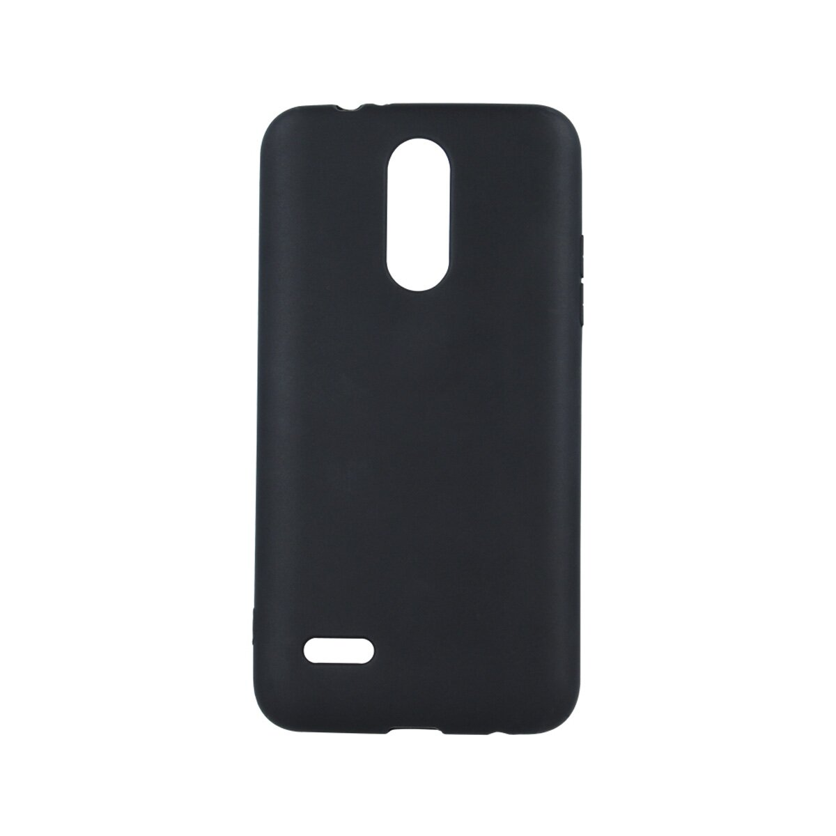 Einfarbige schwarze Handyhülle mit Aussparungen für Kamera und Ladeanschluss. Schlichtes, schlichtes Design.