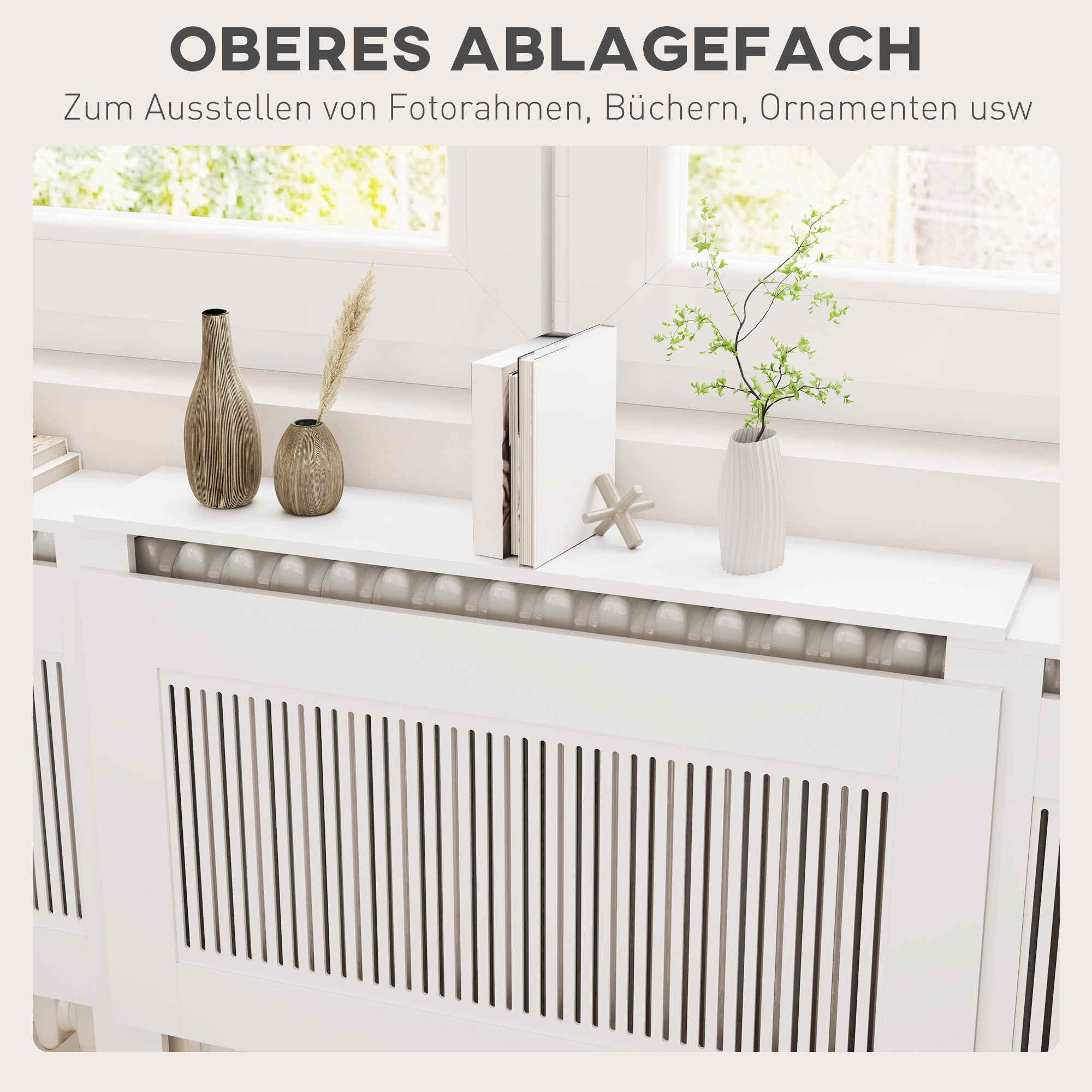HIYORI Verstellbar 125–201 cm Ablage Heizkörperverkleidung