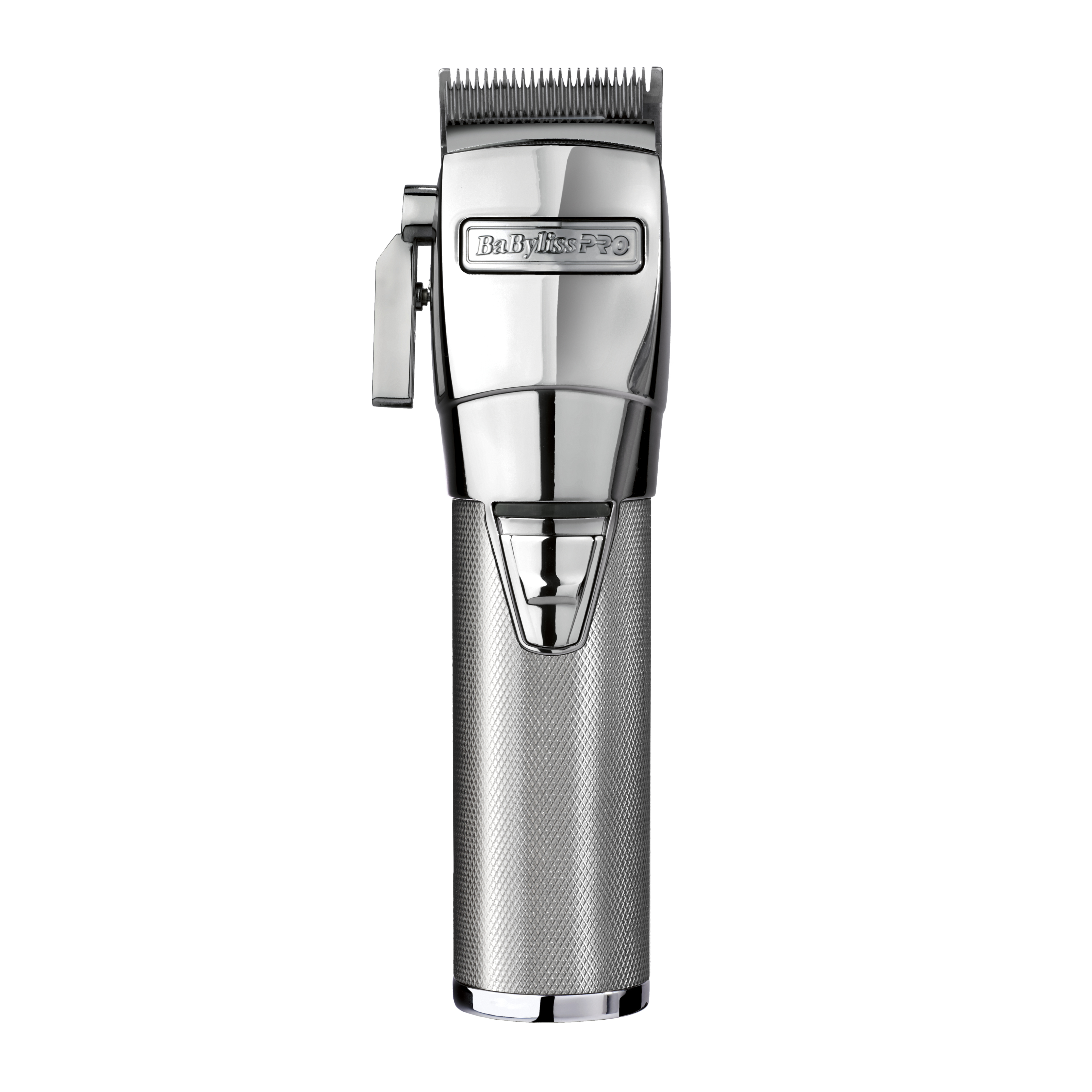 A silver Babyliss Pro hair clipper with a textured handle on a white background.