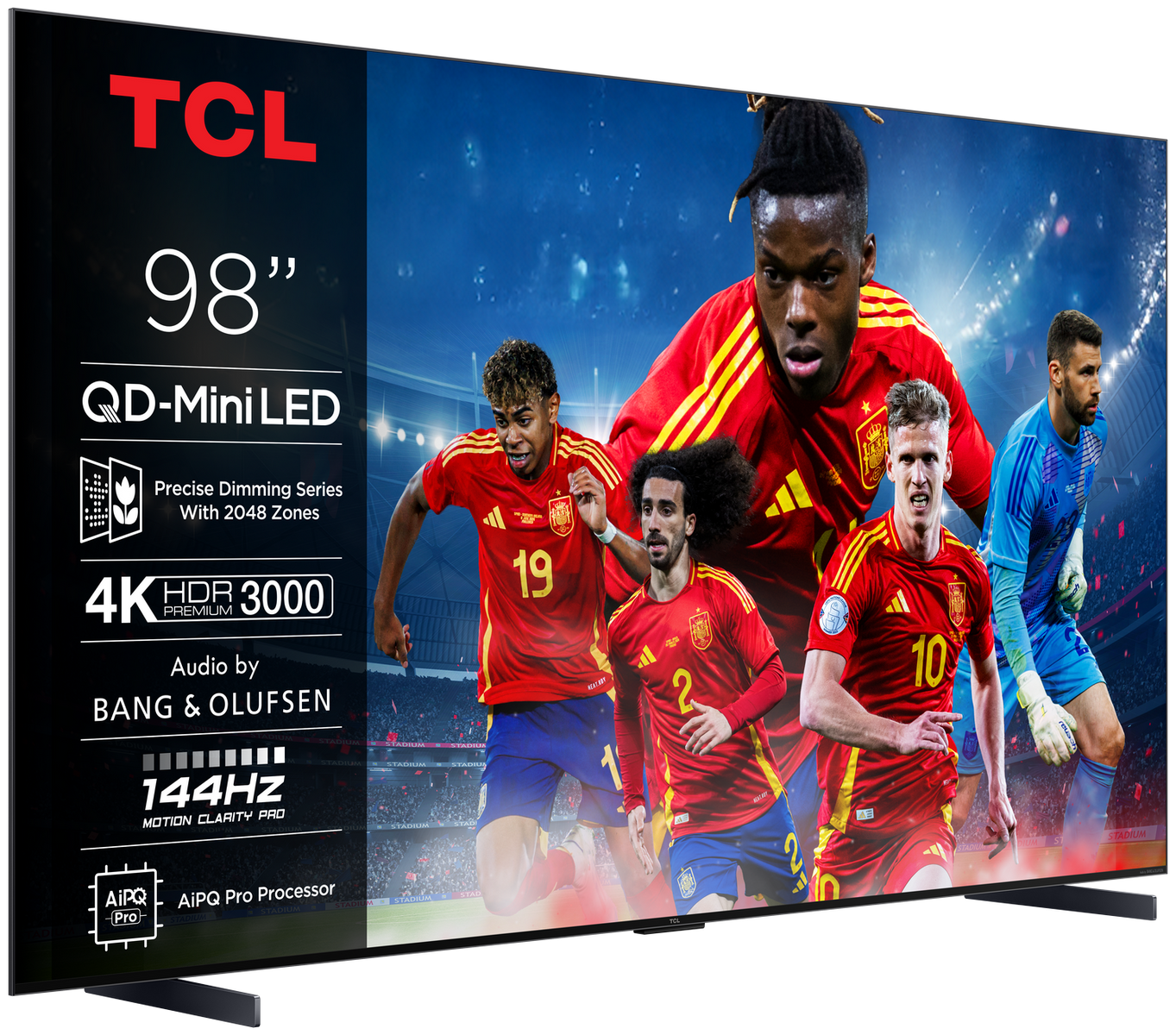 Ekrany pokazujące funkcje telewizora z precyzyjnymi strefami przyciemniania i kryształowymi obrazami.