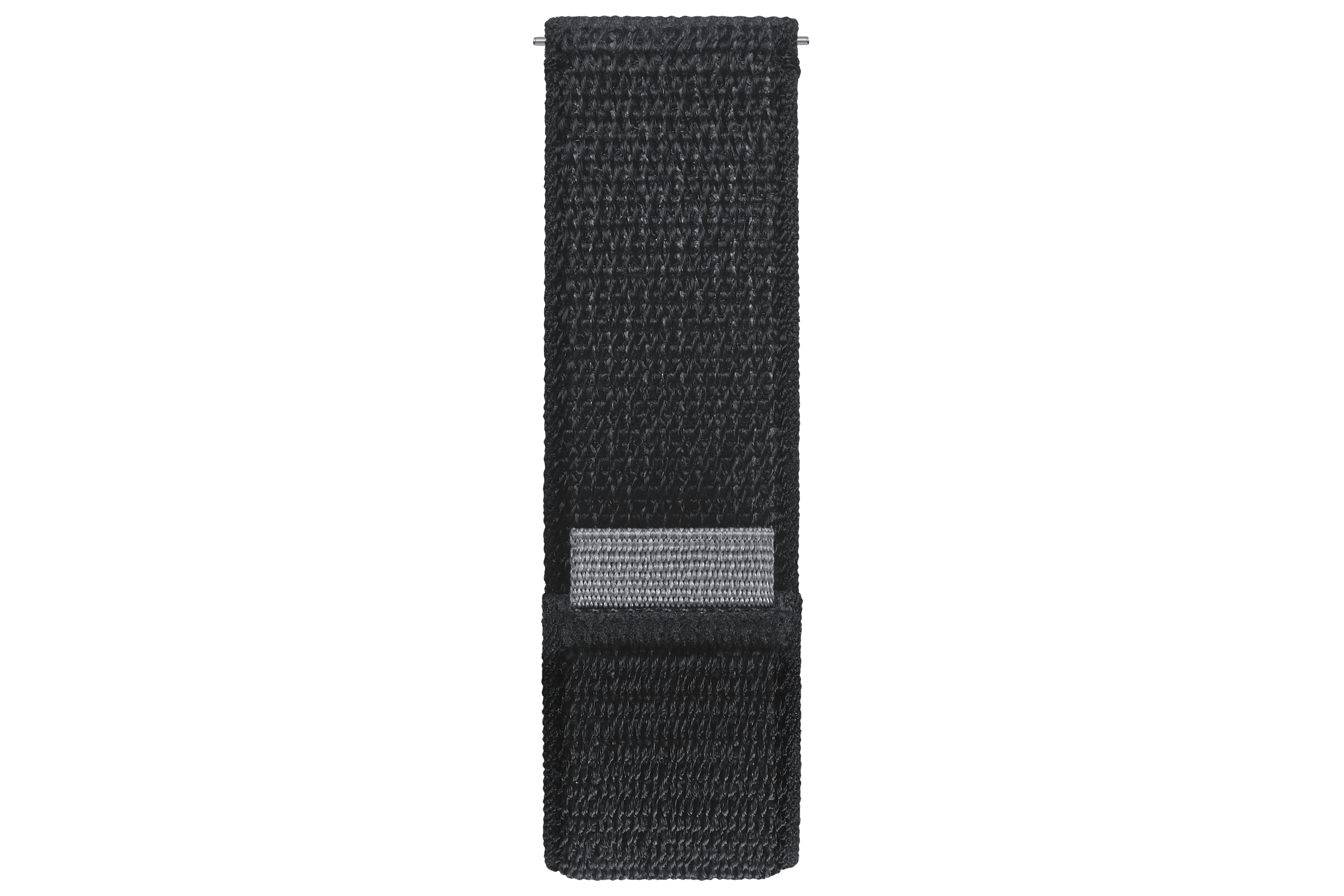 Schwarzes Uhrenarmband mit weißem Rechteck in der Mitte.
