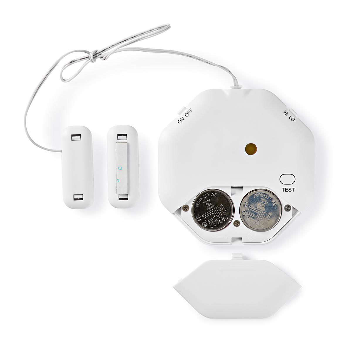 Sistema di allarme bianco con batterie e vano batterie aperto.