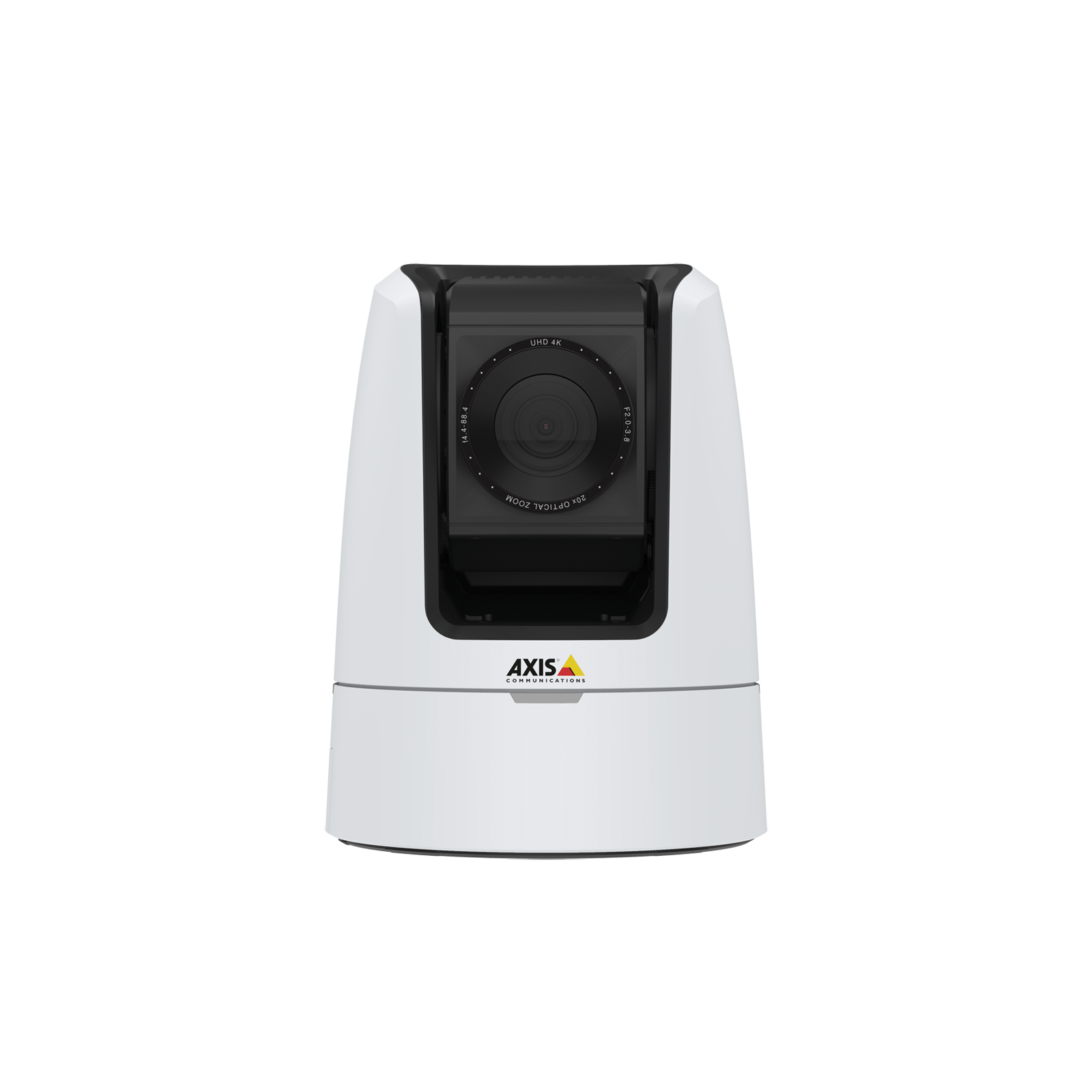 Biała kamera bezpieczeństwa z czarnym obiektywem.