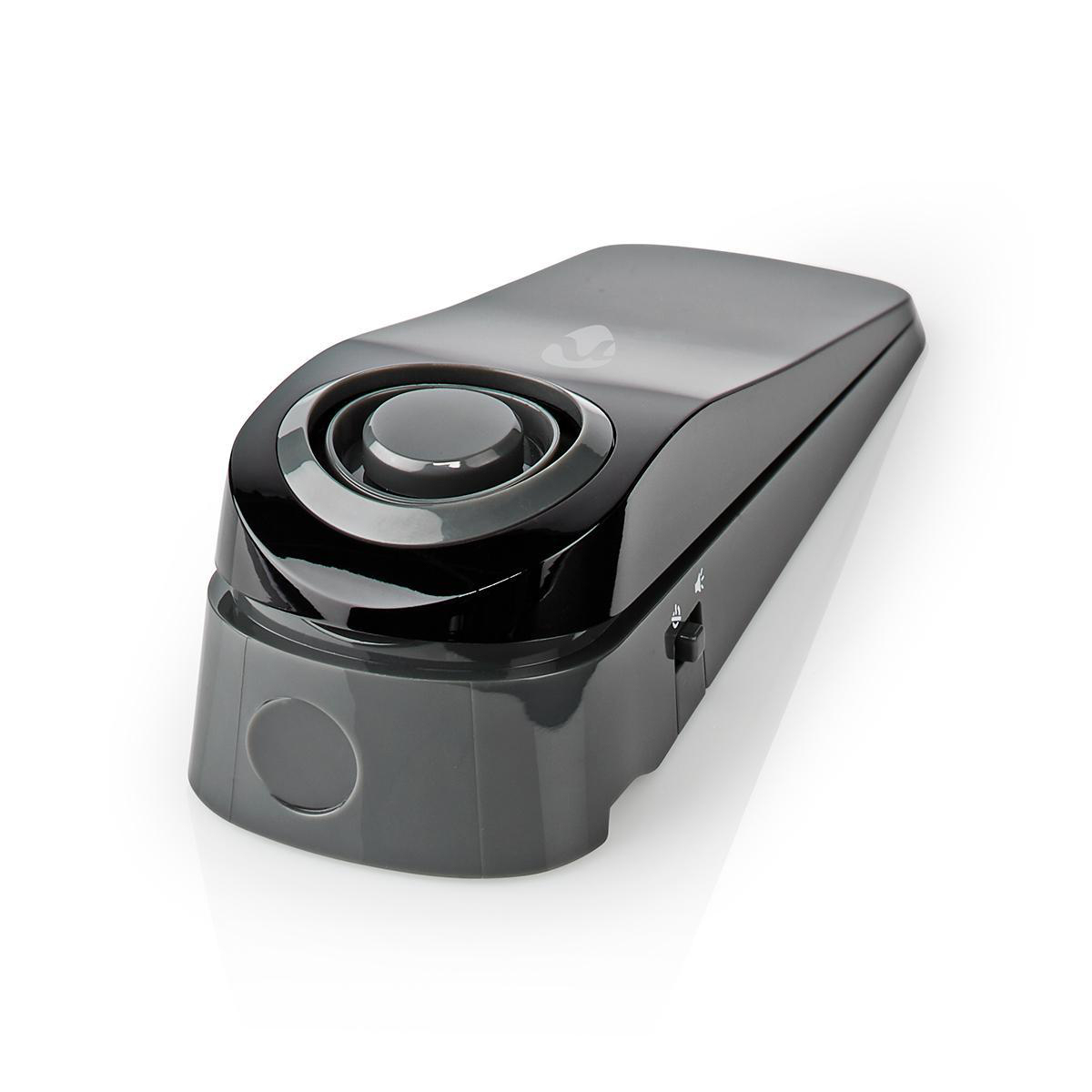 Czarny ogranicznik do drzwi z szarą górą. Białe tło.