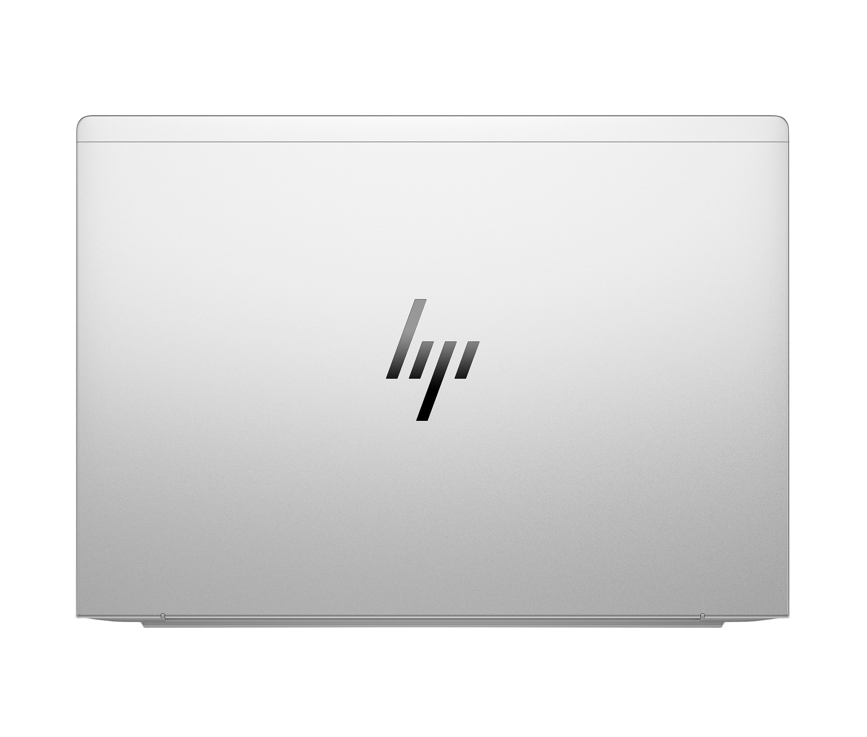 Laptop, vista posteriore, colore argento, con il logo HP.