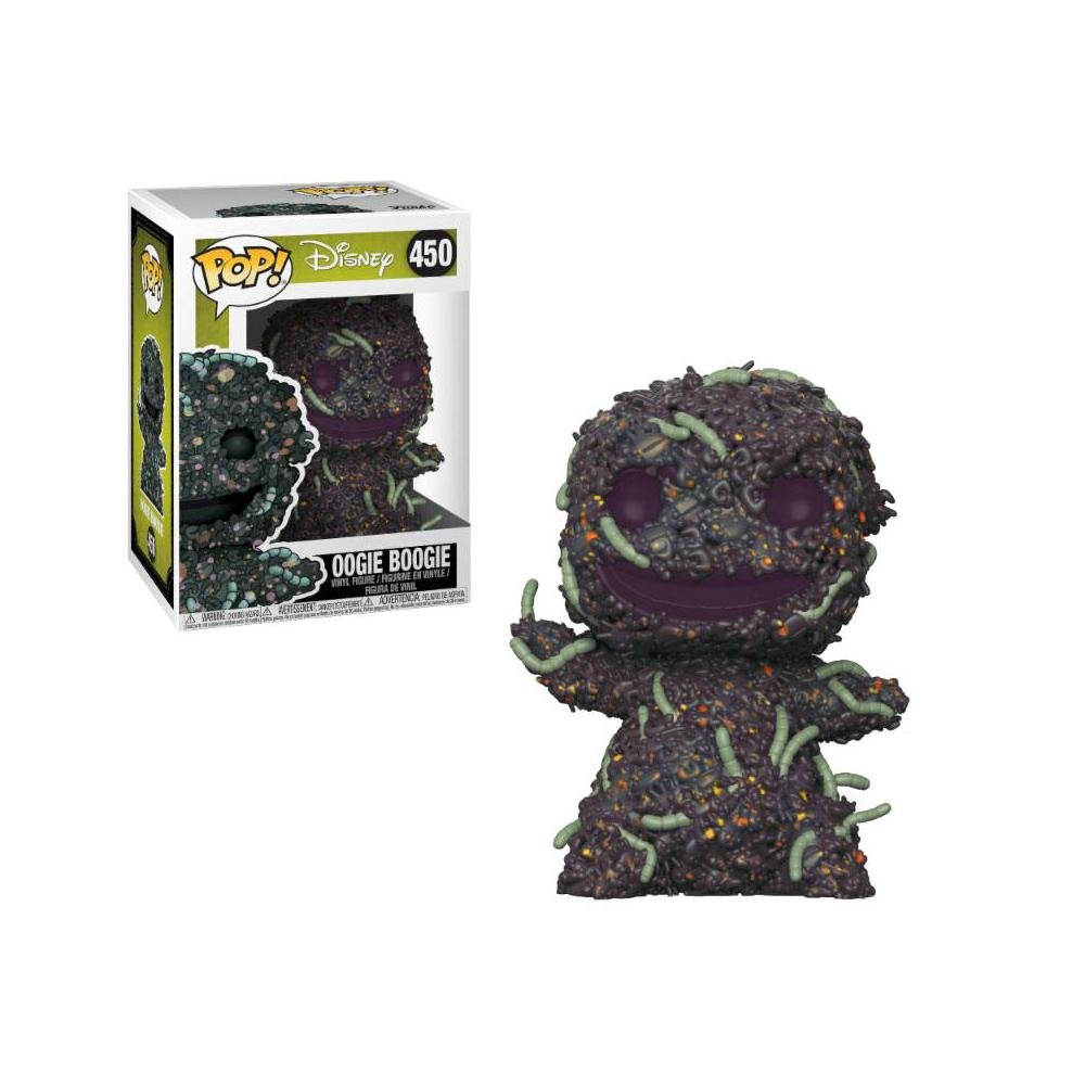 Figura Oogie Boogie Funko Pop fatta di insetti e vermi. La figura è verde scuro.