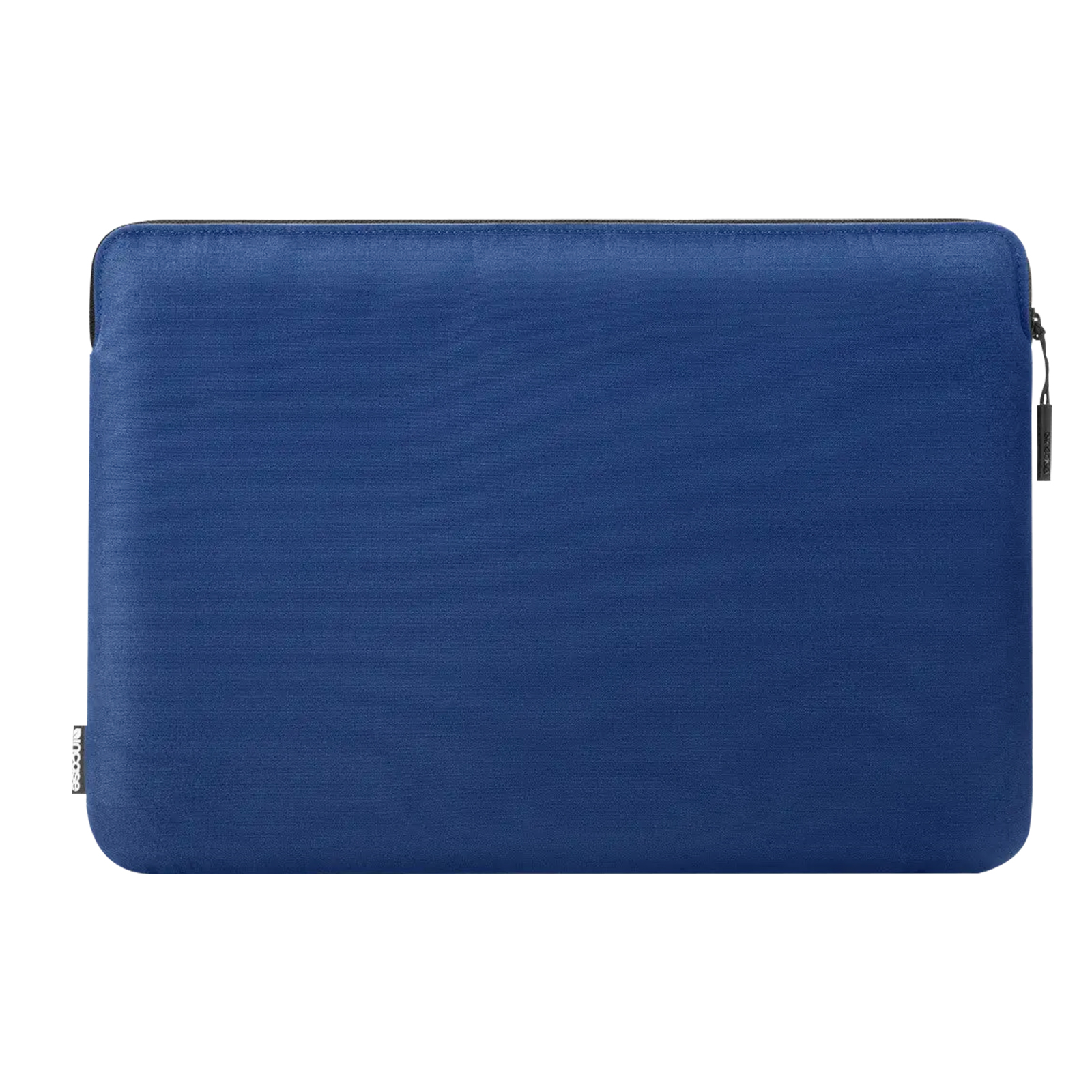 Custodia blu per laptop con cerniera nera. Il logo Incase è visibile nell'angolo in basso a sinistra.