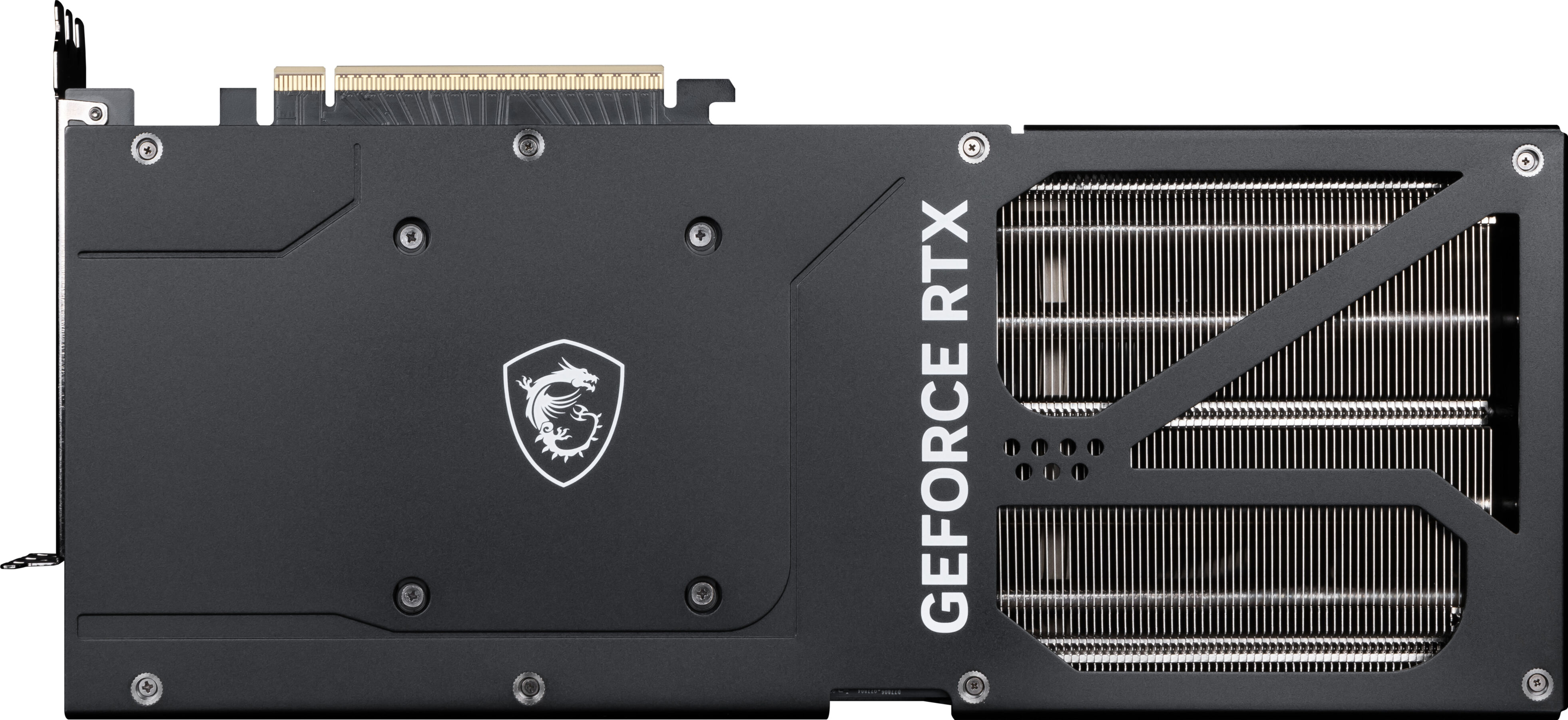 Czarno-srebrna karta graficzna z logo smoka i napisem "GeForce RTX".