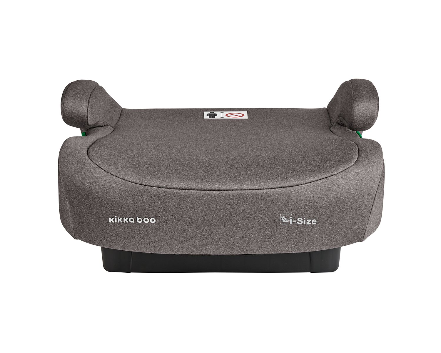 Asiento kikka boo i-Size gris, con reposabrazos y base negra, fondo blanco.