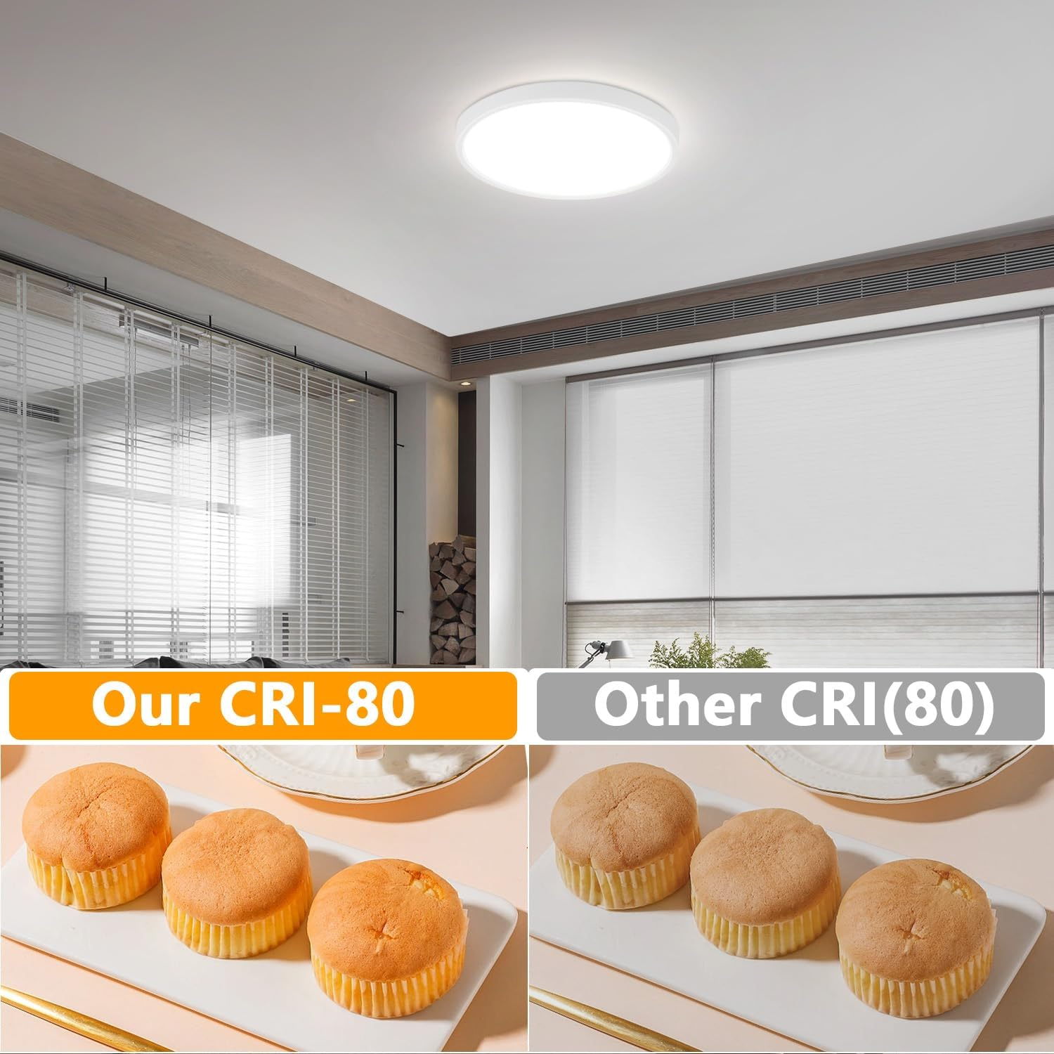 Confronto di torte sotto diverse luci, che mostra variazioni di colore.