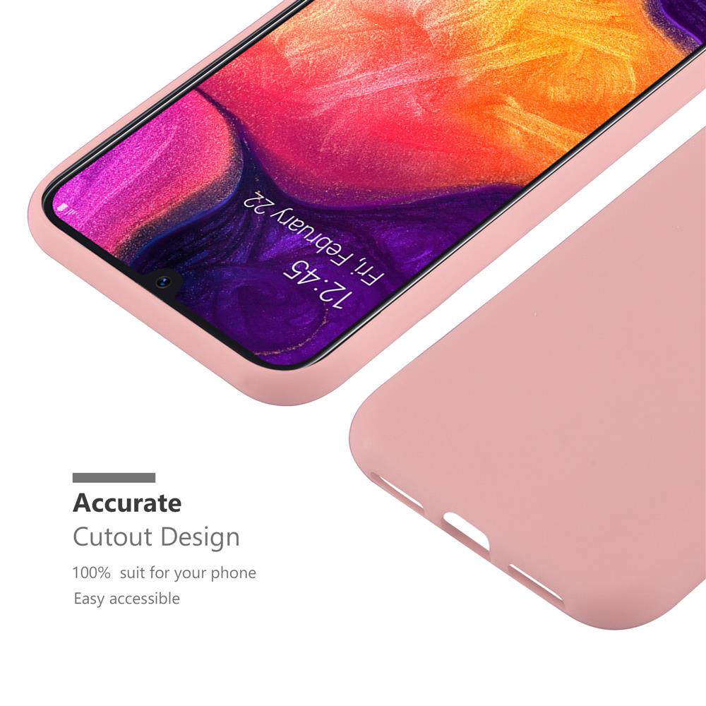 Eine rosa Handyhülle mit Telefon. Text: 'Accurate Cutout Design' und Datum: Fr, 22. Februar, 12:45.