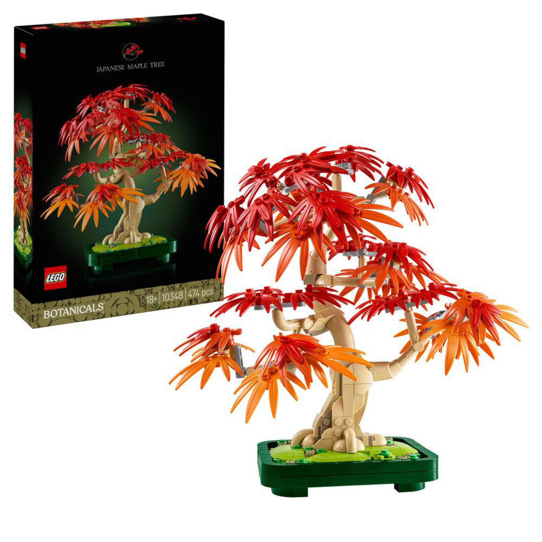 LEGO Botanik Japon Akçaağaç Ağacı seti. Set, kırmızı ve turuncu yapraklı bir ağaç içerir.