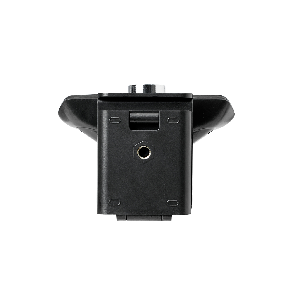 Czarny statyw do kamery internetowej. Posiada śrubę i port. Statyw służy do montażu kamer internetowych.