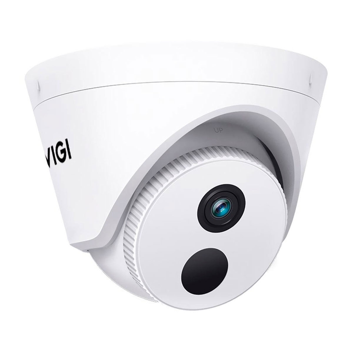 Una cámara de seguridad domo blanca, con la marca 'VIGI' y una lente oscura.