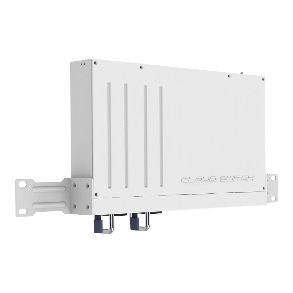 Białe urządzenie Cloud Switch. Z przodu napis 'Cloud Switch'.