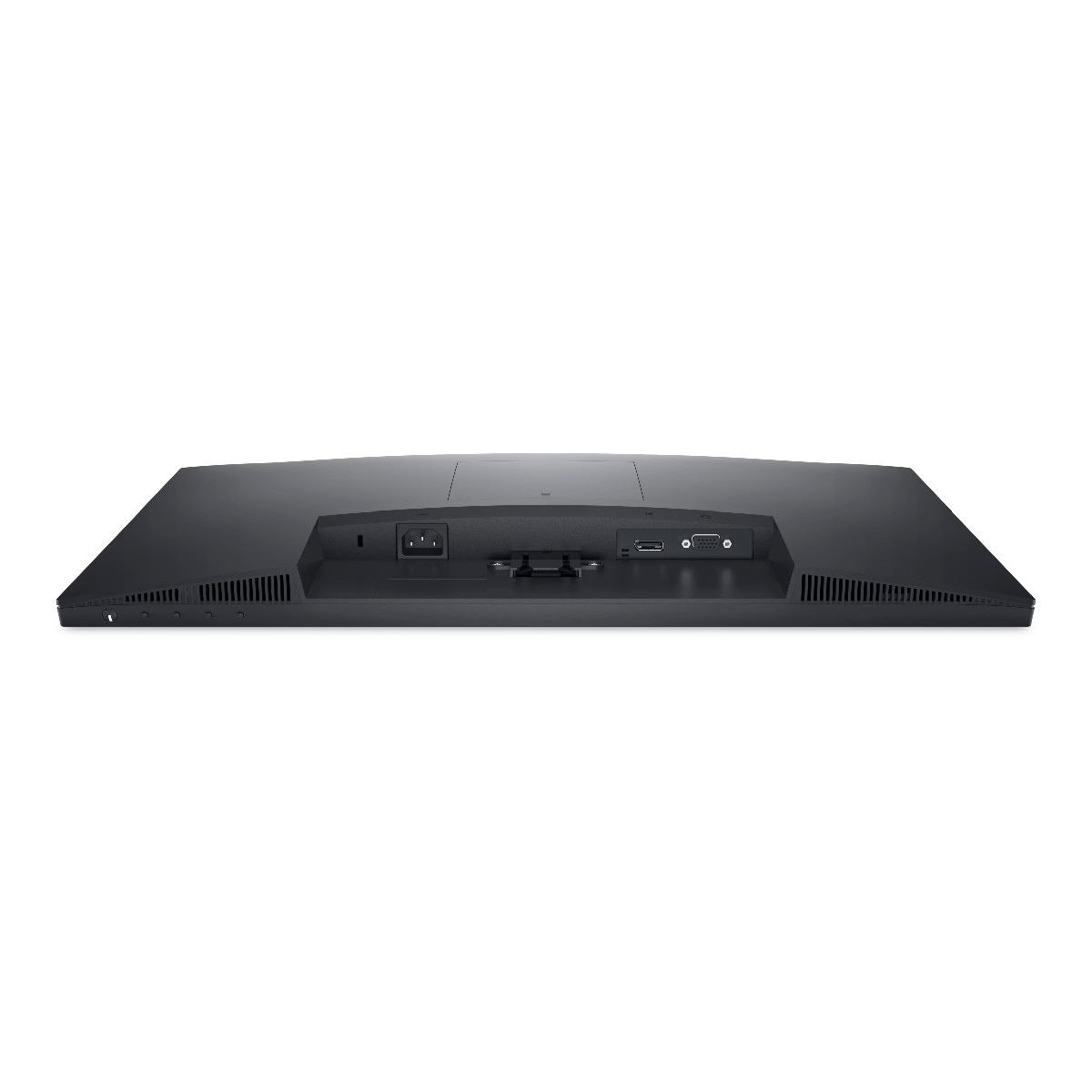 Retro di un monitor per computer nero. Porte per alimentazione, HDMI, USB.