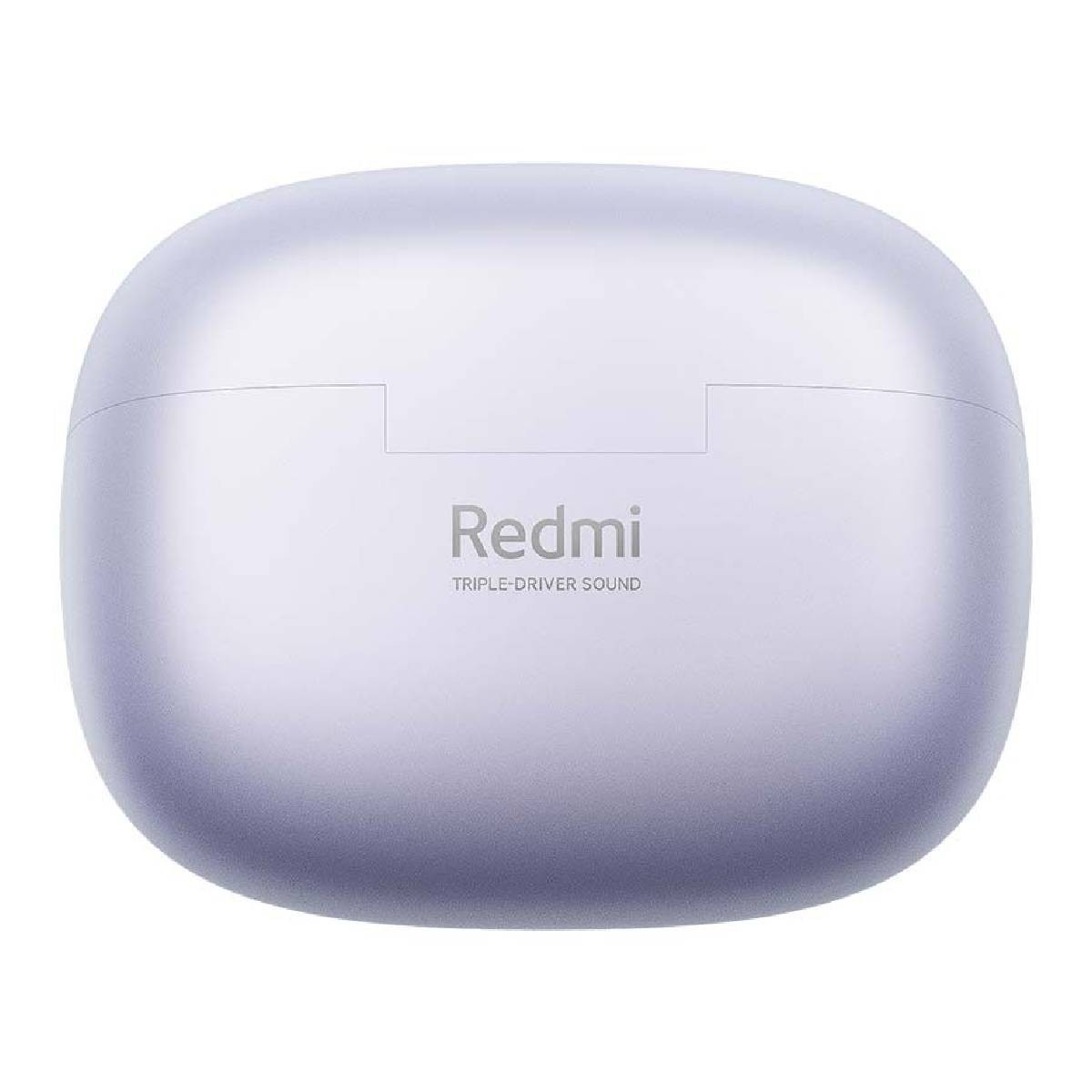 Jasnofioletowe etui ładujące słuchawki Redmi, z nazwą marki na górze.