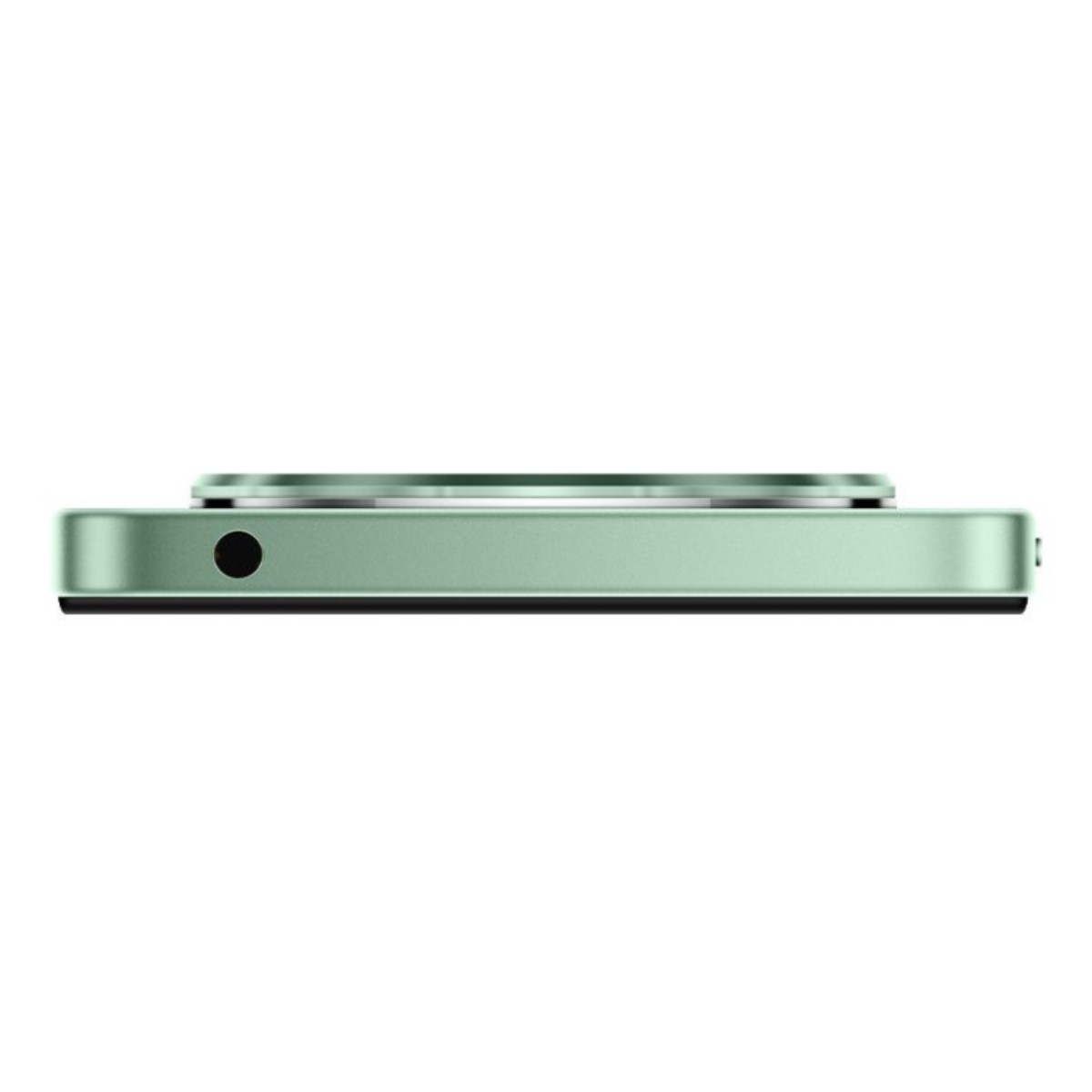 Vista dall'alto del telefono verde, mostra fotocamera e microfono.