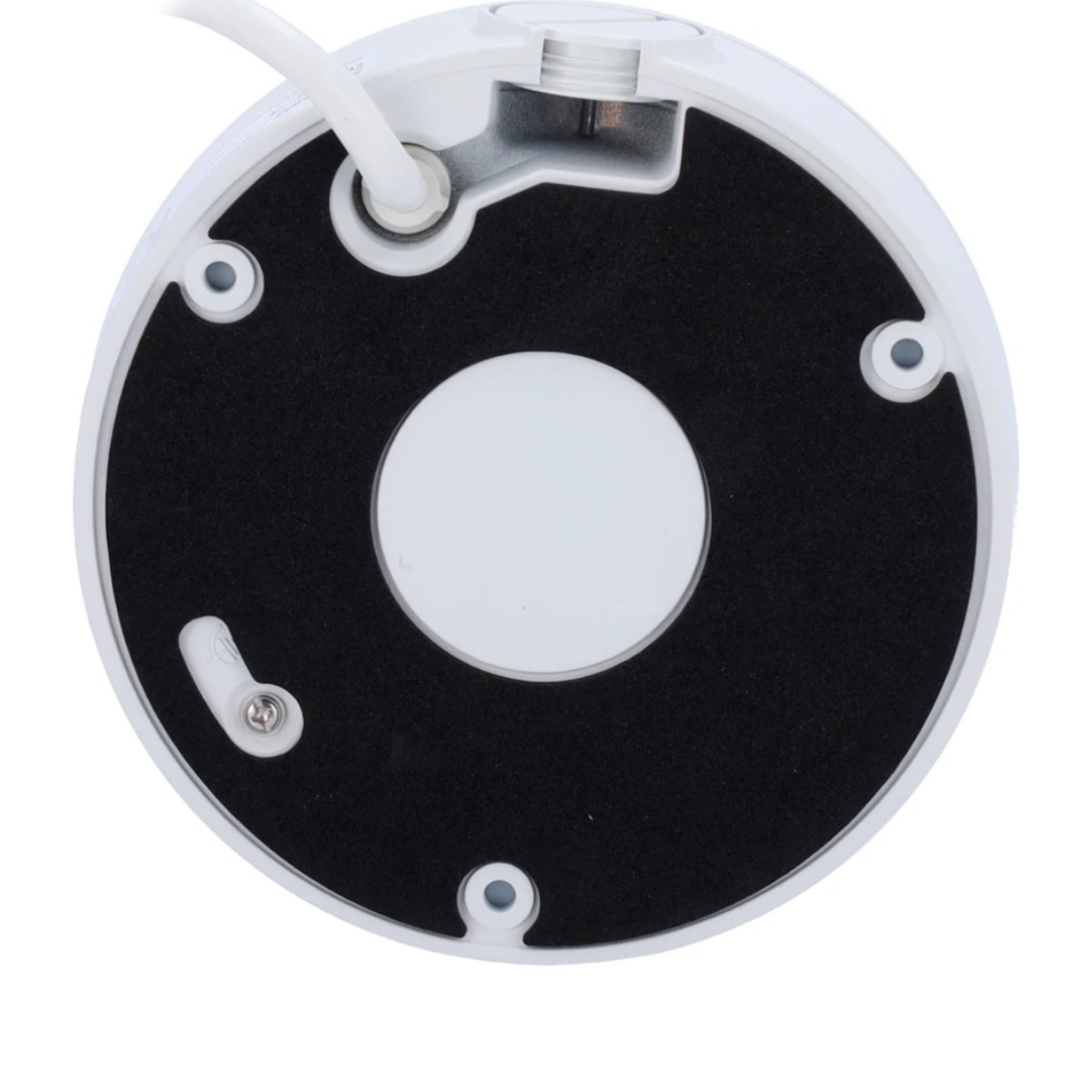 Base de cámara blanca con un anillo central negro.