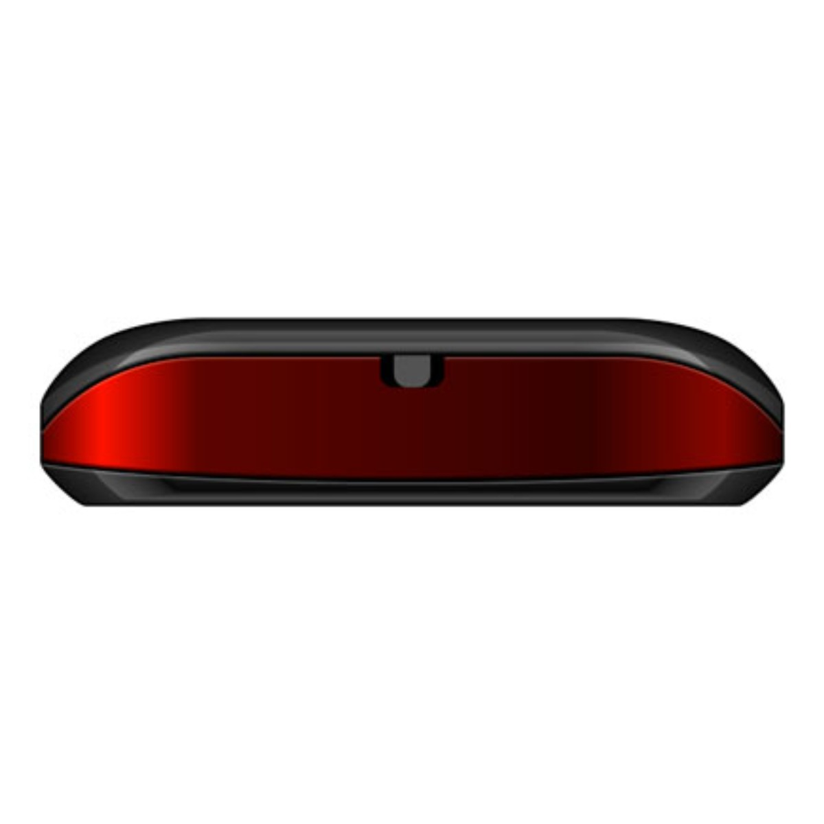 Dispositivo rosso e nero, vista dall'alto. Il dispositivo ha un bordo nero e un centro rosso.