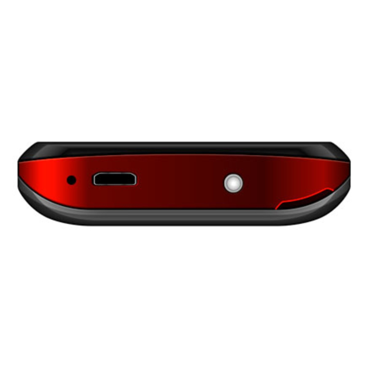 Dispositivo rosso e nero, vista dal basso. Il dispositivo ha un bordo nero e un centro rosso.