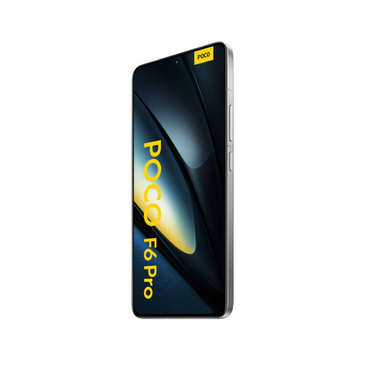 Smartfon w srebrnej ramce, z logo POCO i napisem 'F6 Pro'.
