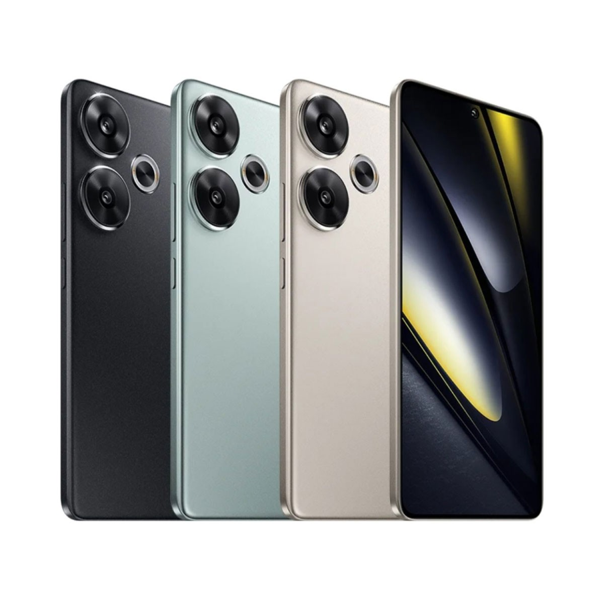 Cztery telefony w różnych kolorach. Jeden ma widoczny ekran. Wszystkie są pod kątem.