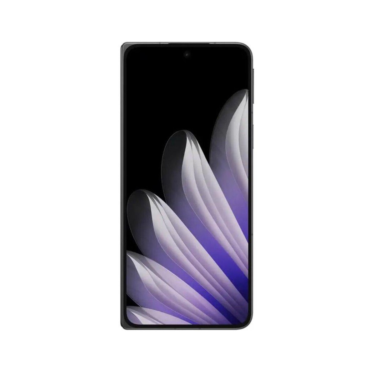 Schwarzes Smartphone mit floralem Muster auf dem Bildschirm. Schwarze Ränder um den Bildschirm.